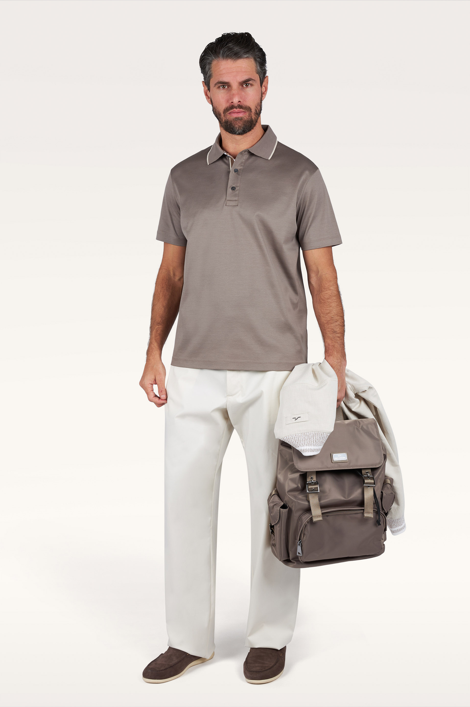 Cotton Aqua Touch polo with striped detail image number 1