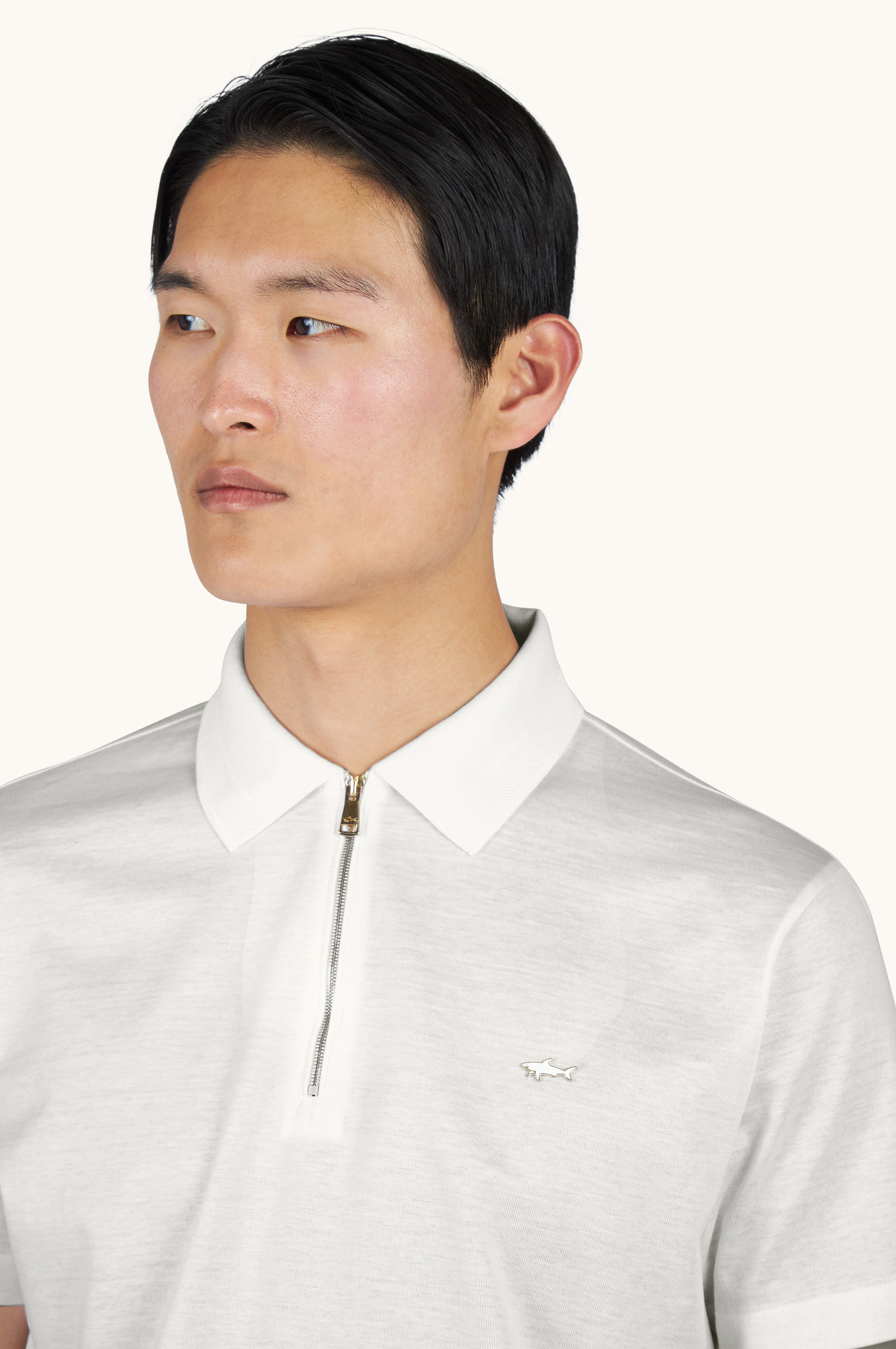 Polo with zip in double mercerised cotton jersey image number 4