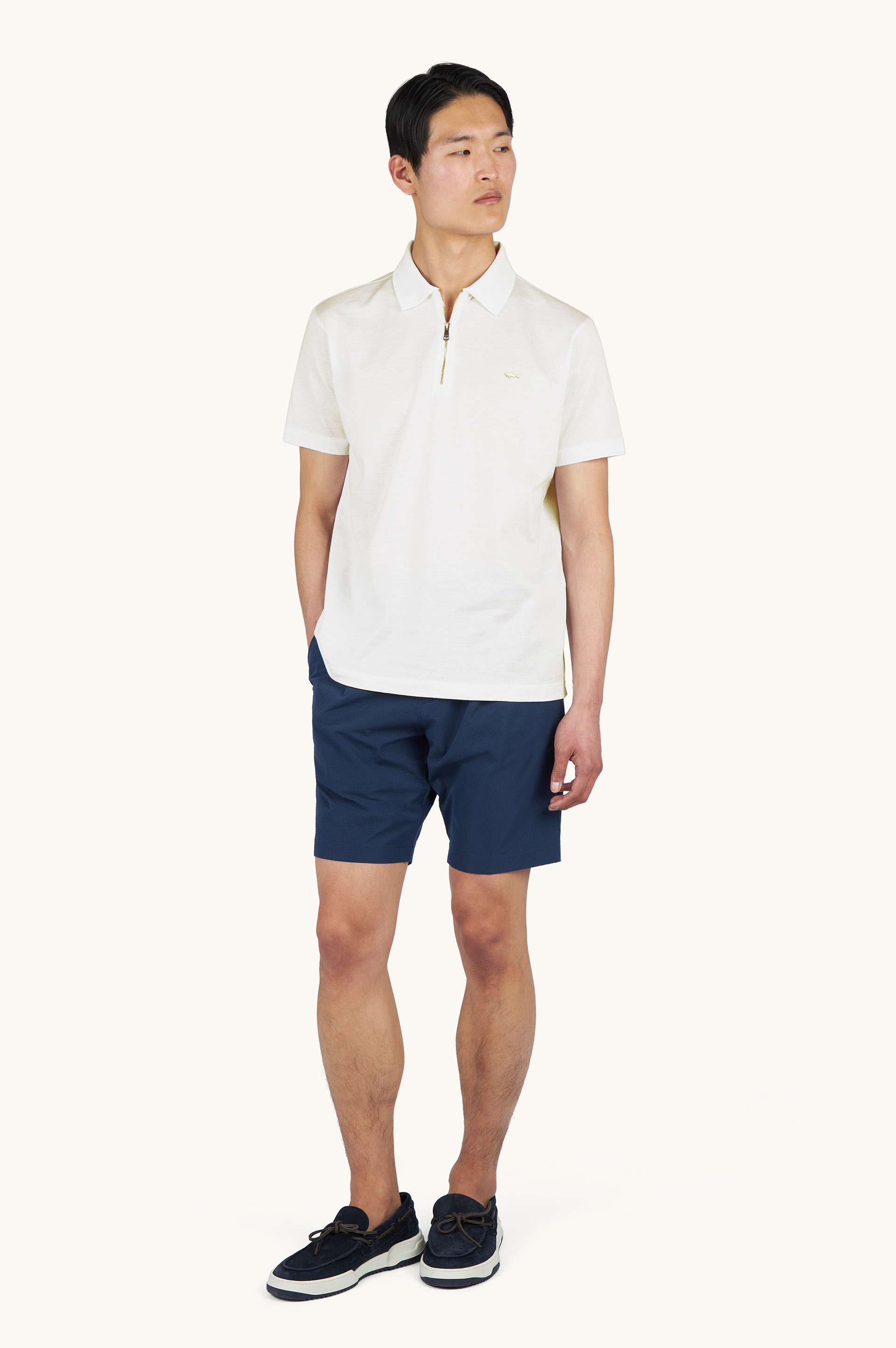 Polo with zip in double mercerised cotton jersey image number 2
