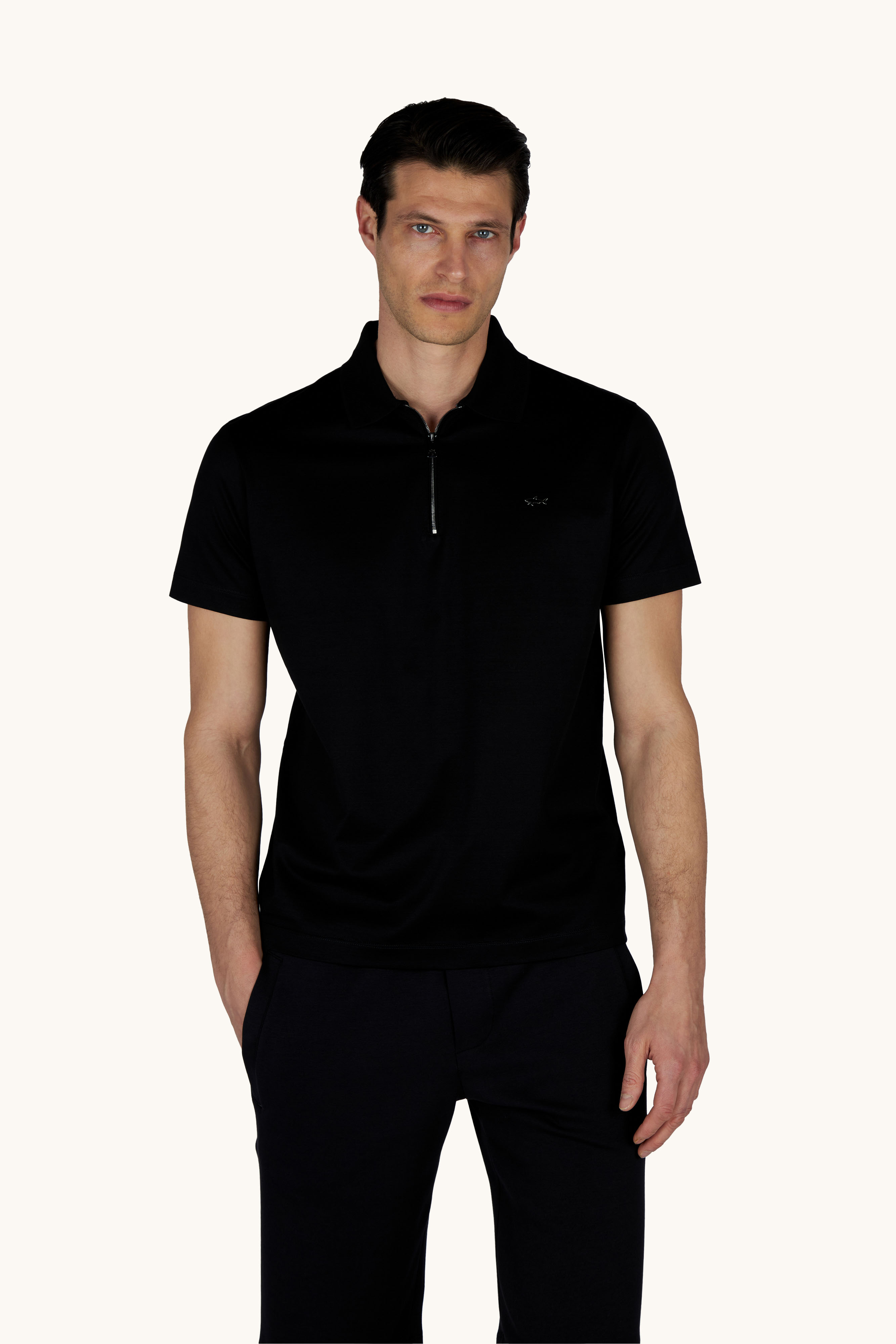 Polo mit Rei&szlig;verschluss aus doppelt mercerisiertem Baumwolljersey image number 0