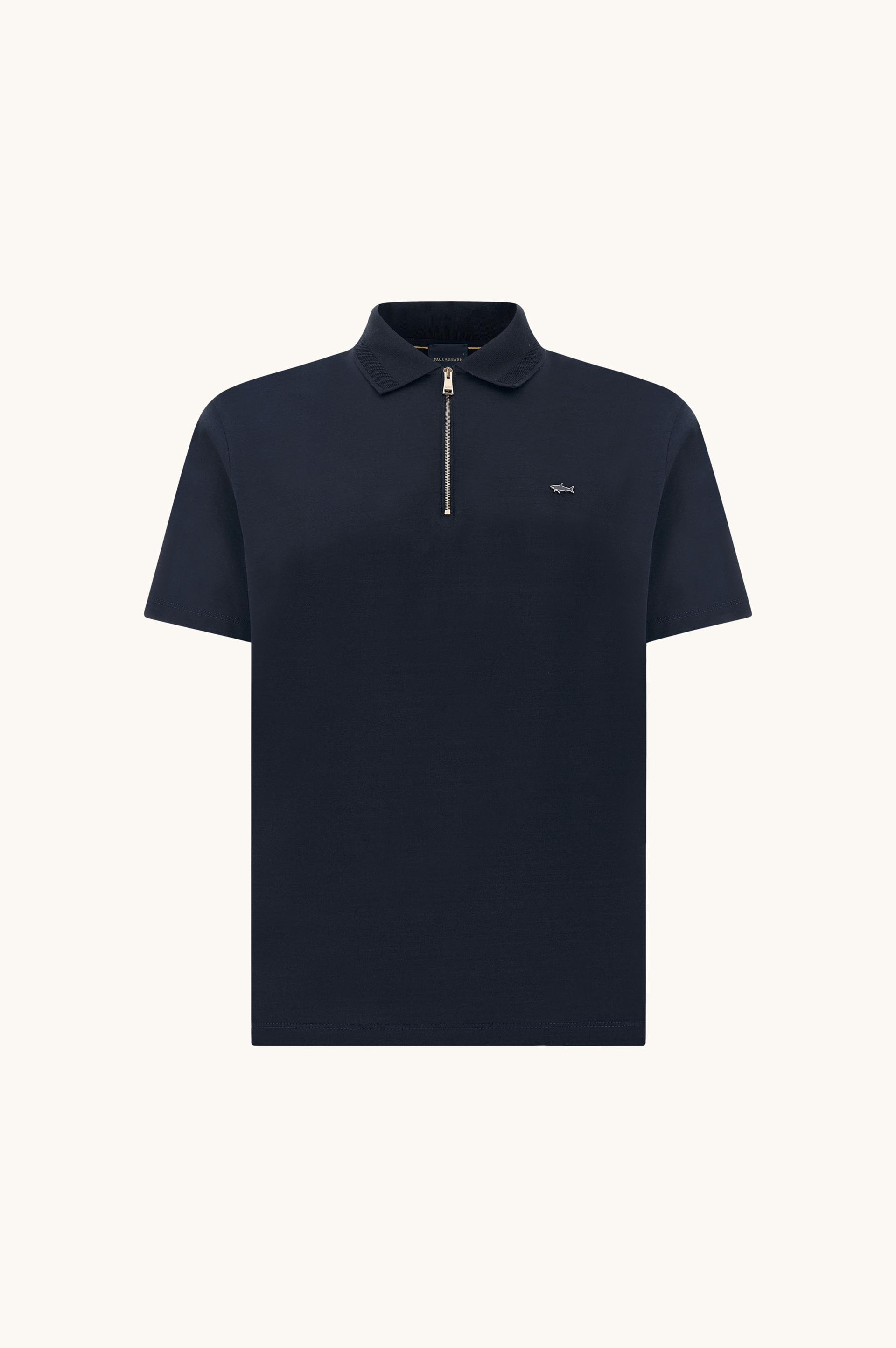 Polo zipp&eacute; en jersey de coton double merceris&eacute; image number 0