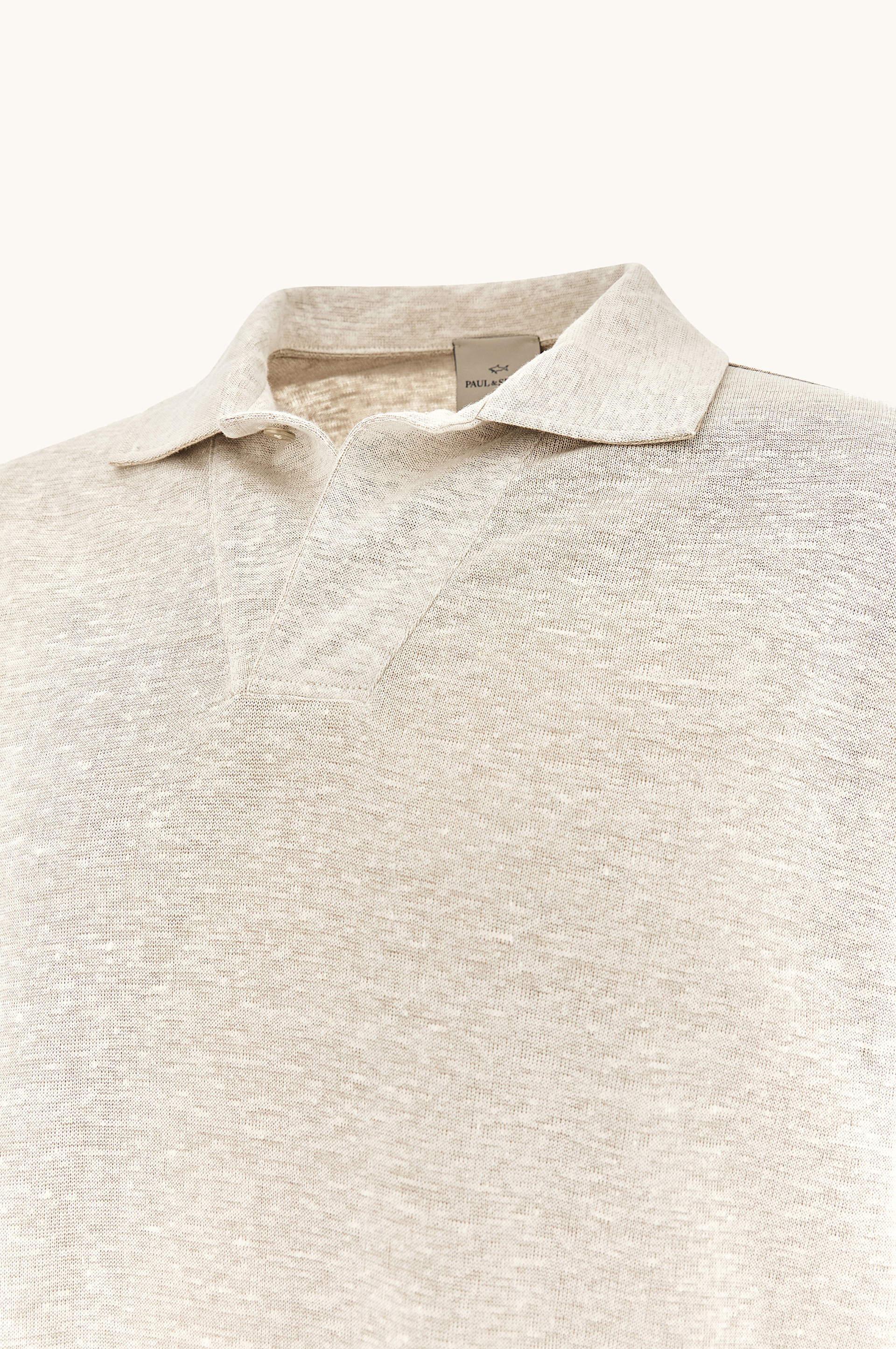 Polo de jersey de lino con cuello abierto image number 6