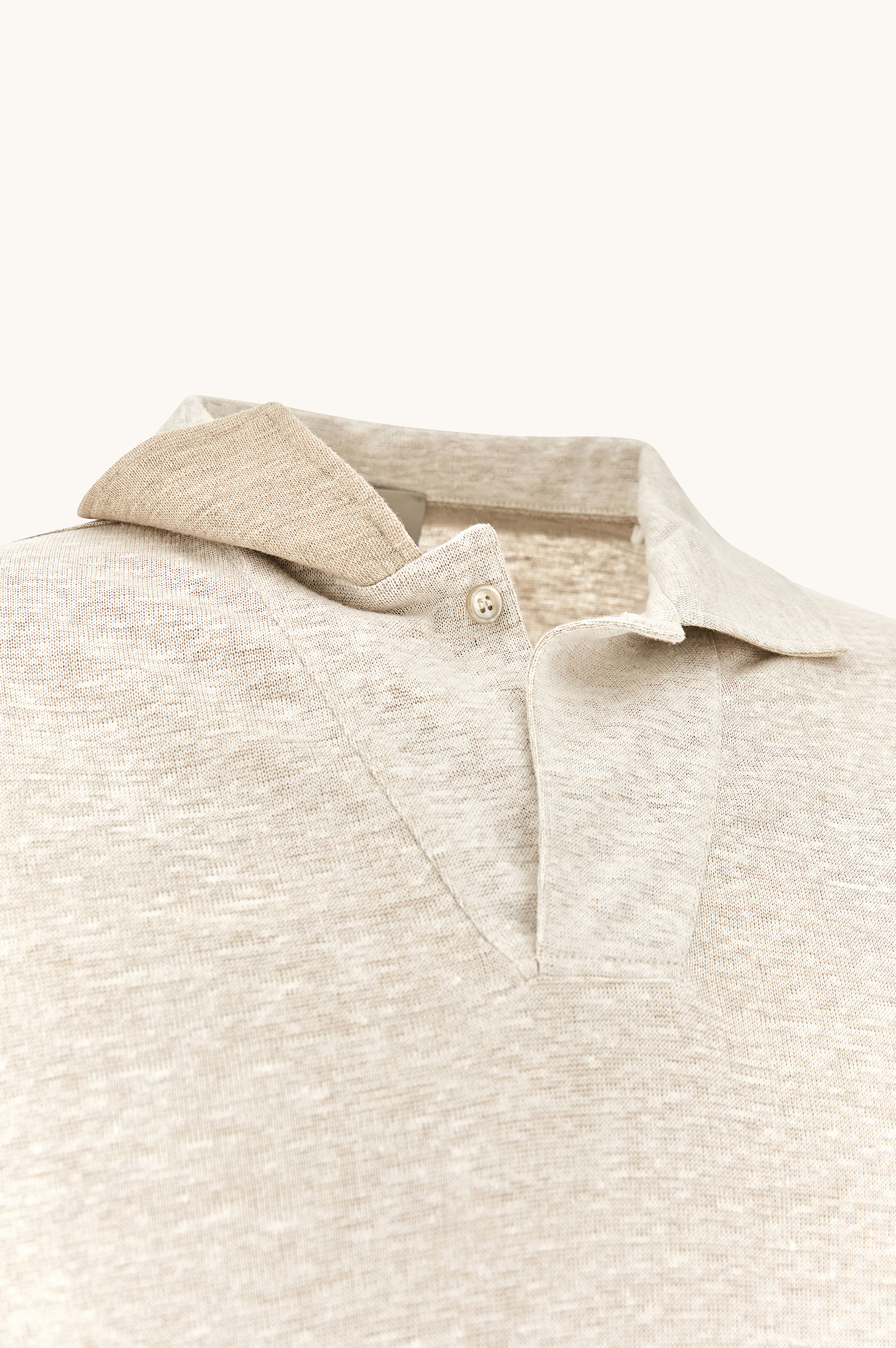 Polo de jersey de lino con cuello abierto image number 8