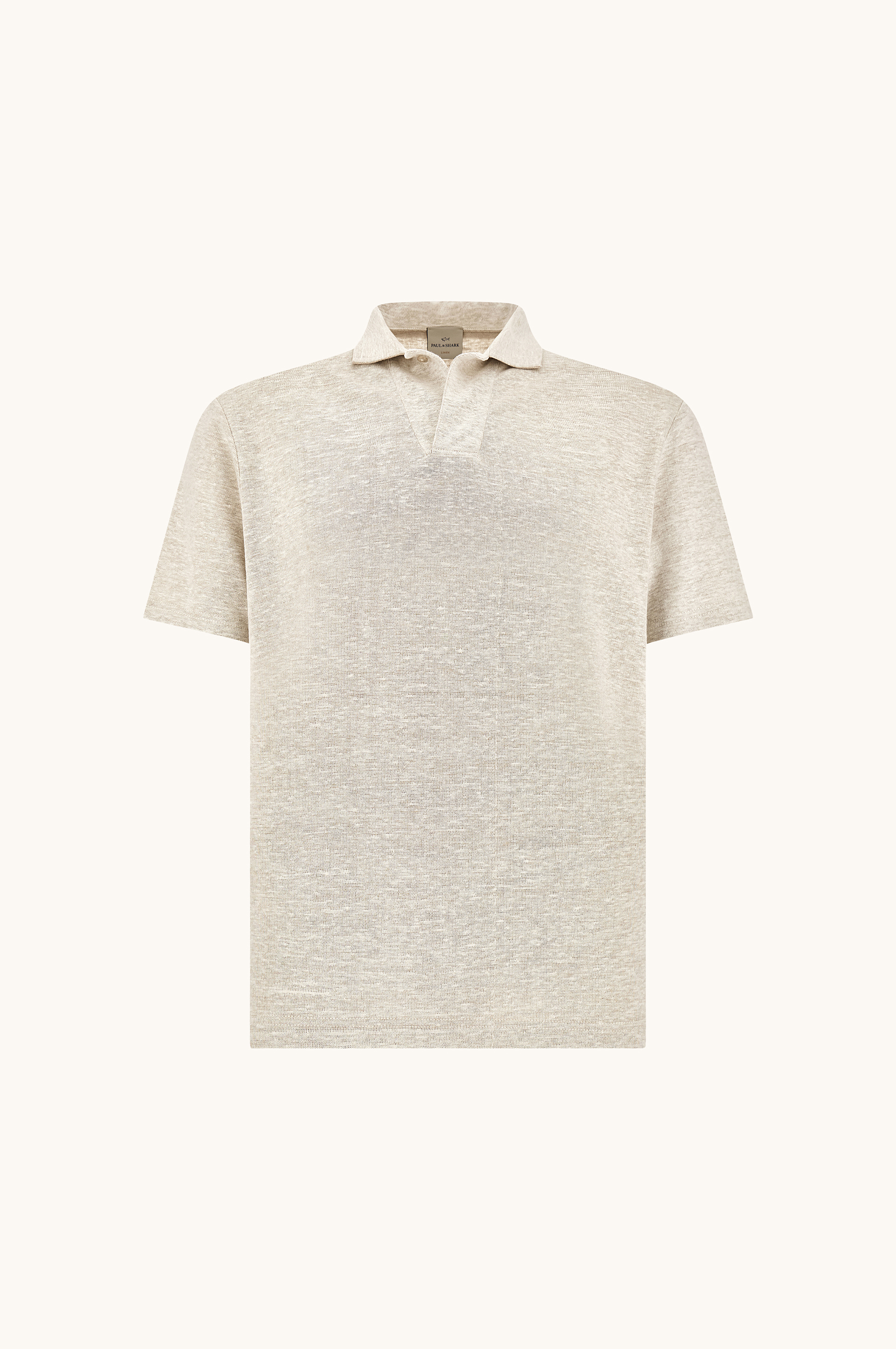 Polo de jersey de lino con cuello abierto image number 1