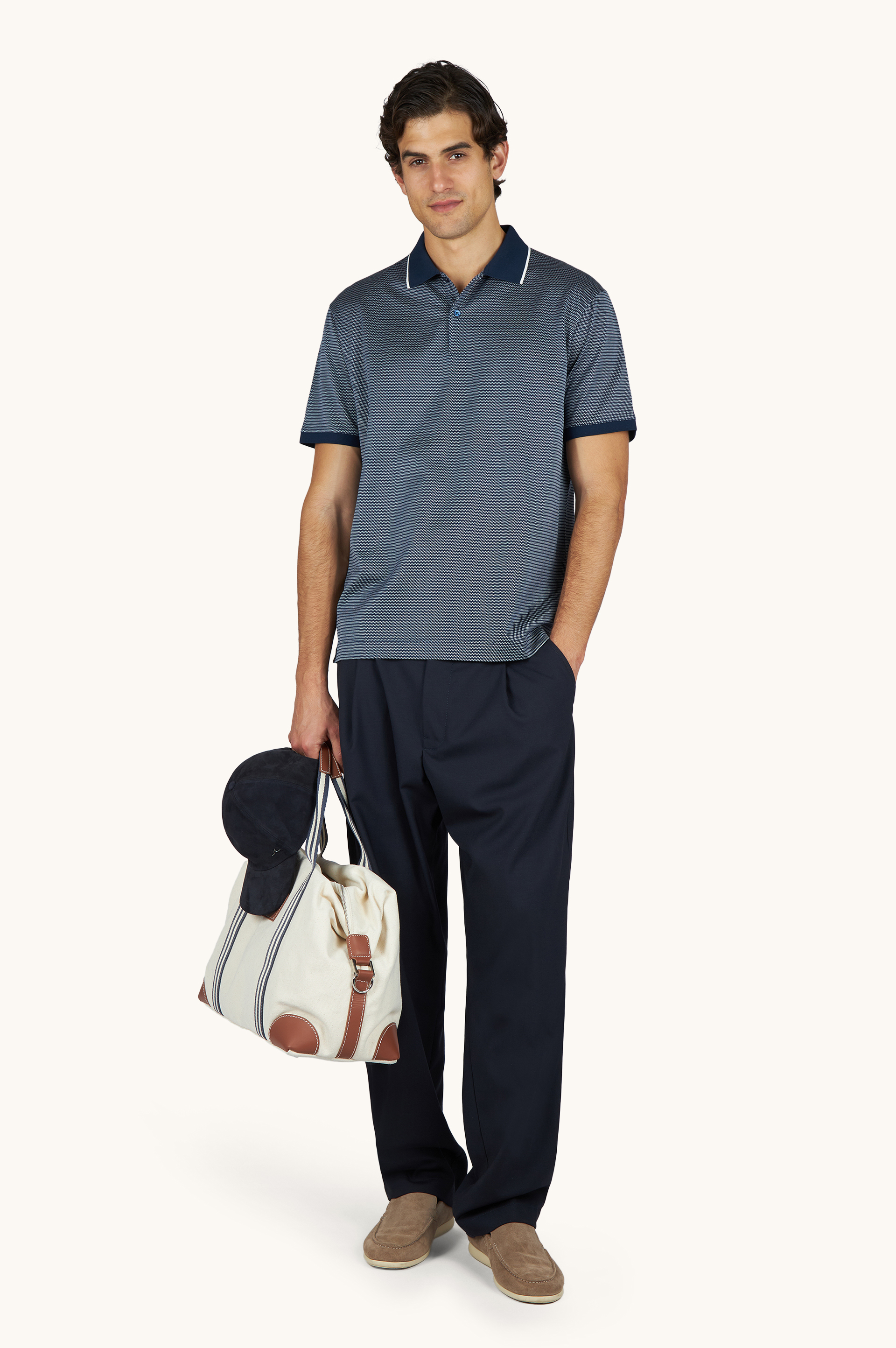 双丝光棉针织 Polo衫 image number 2