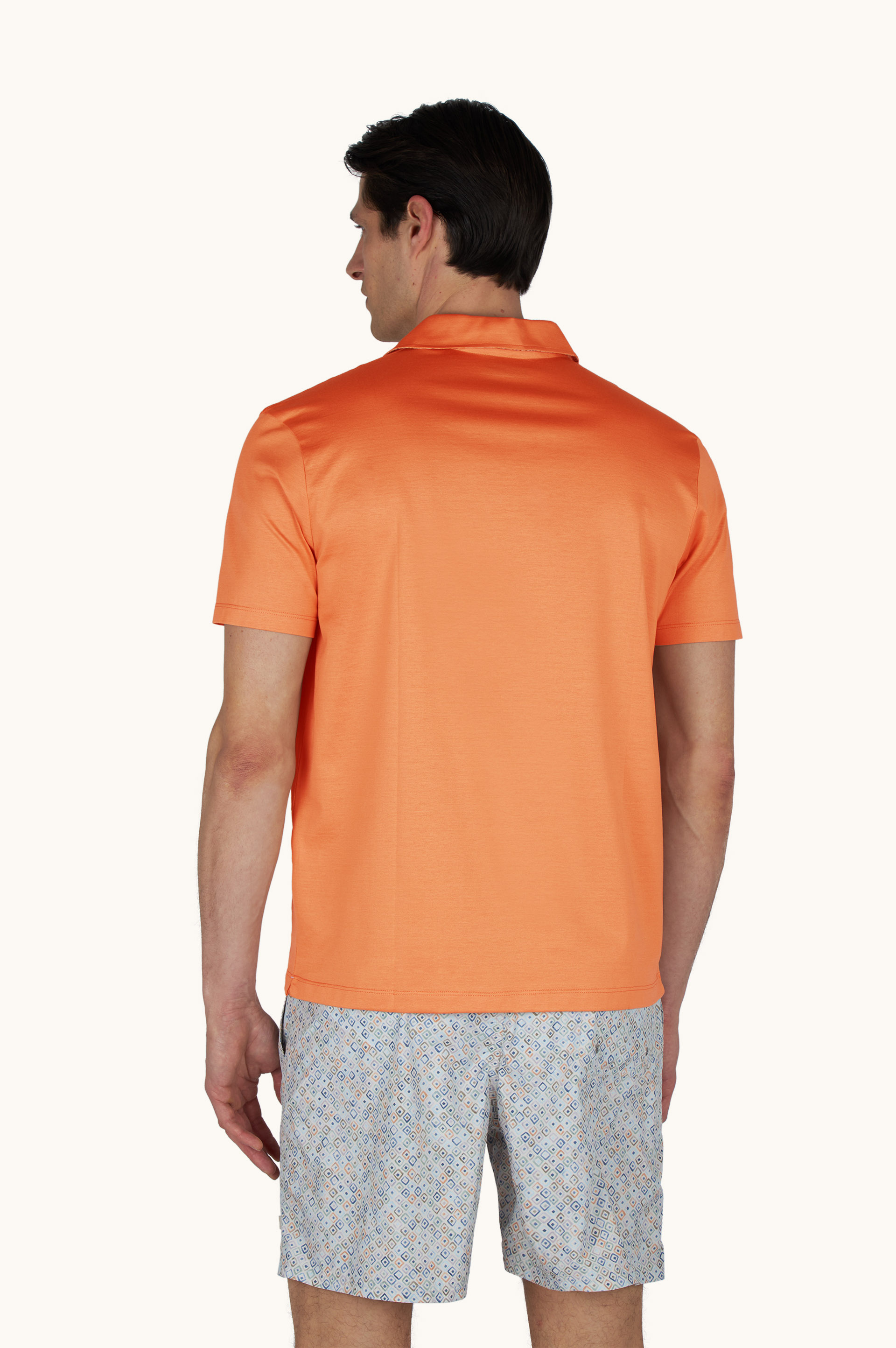 Polo shirt in cotton jersey with linen details image number 3