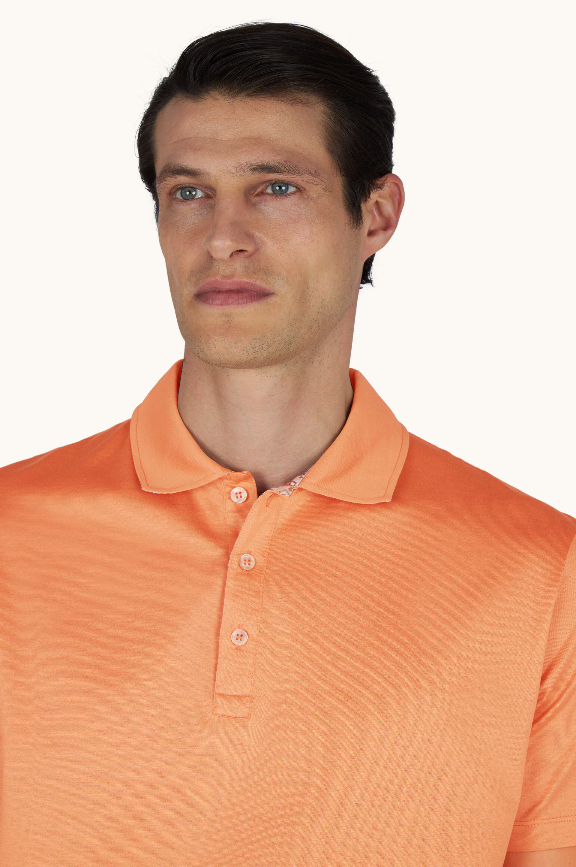 Polo shirt in cotton jersey with linen details image number 4