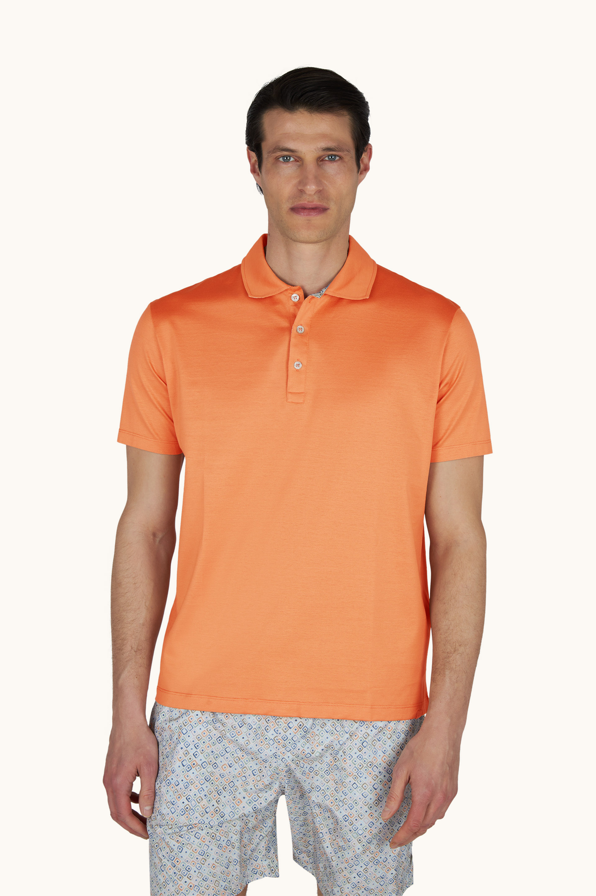 Polo shirt in cotton jersey with linen details image number 0