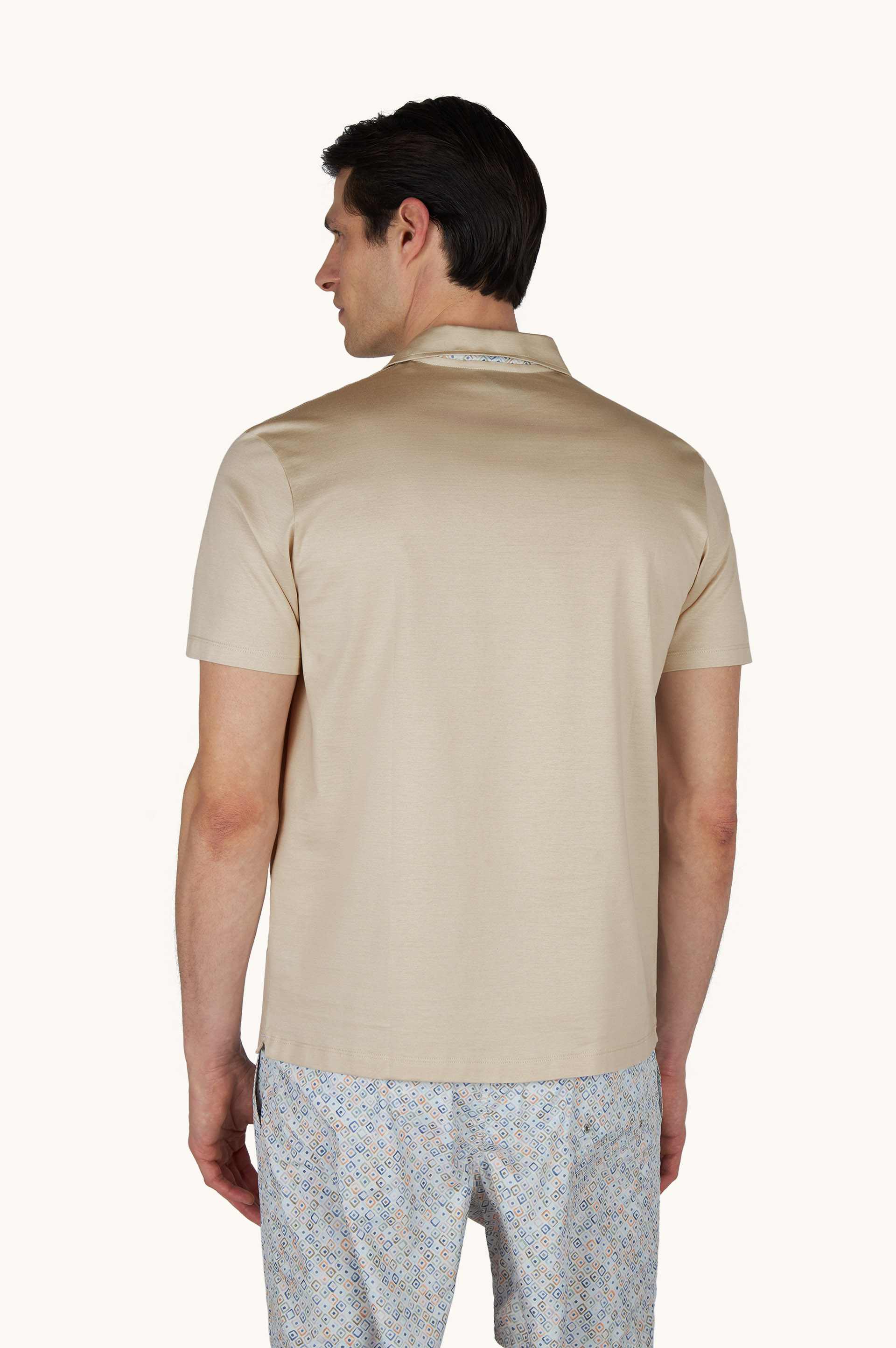 Polo shirt in cotton jersey with linen details image number 3