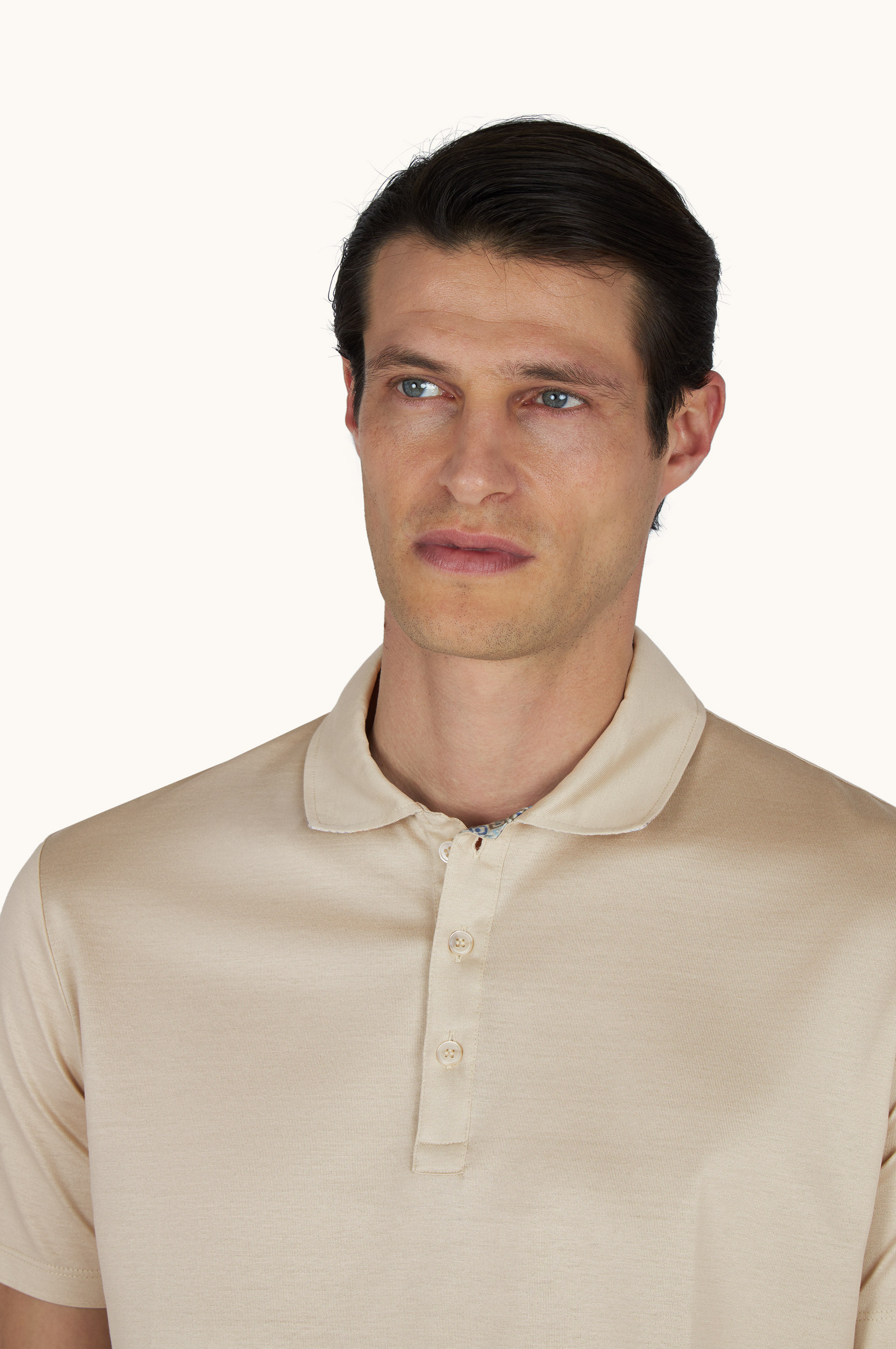 Polo shirt in cotton jersey with linen details image number 4