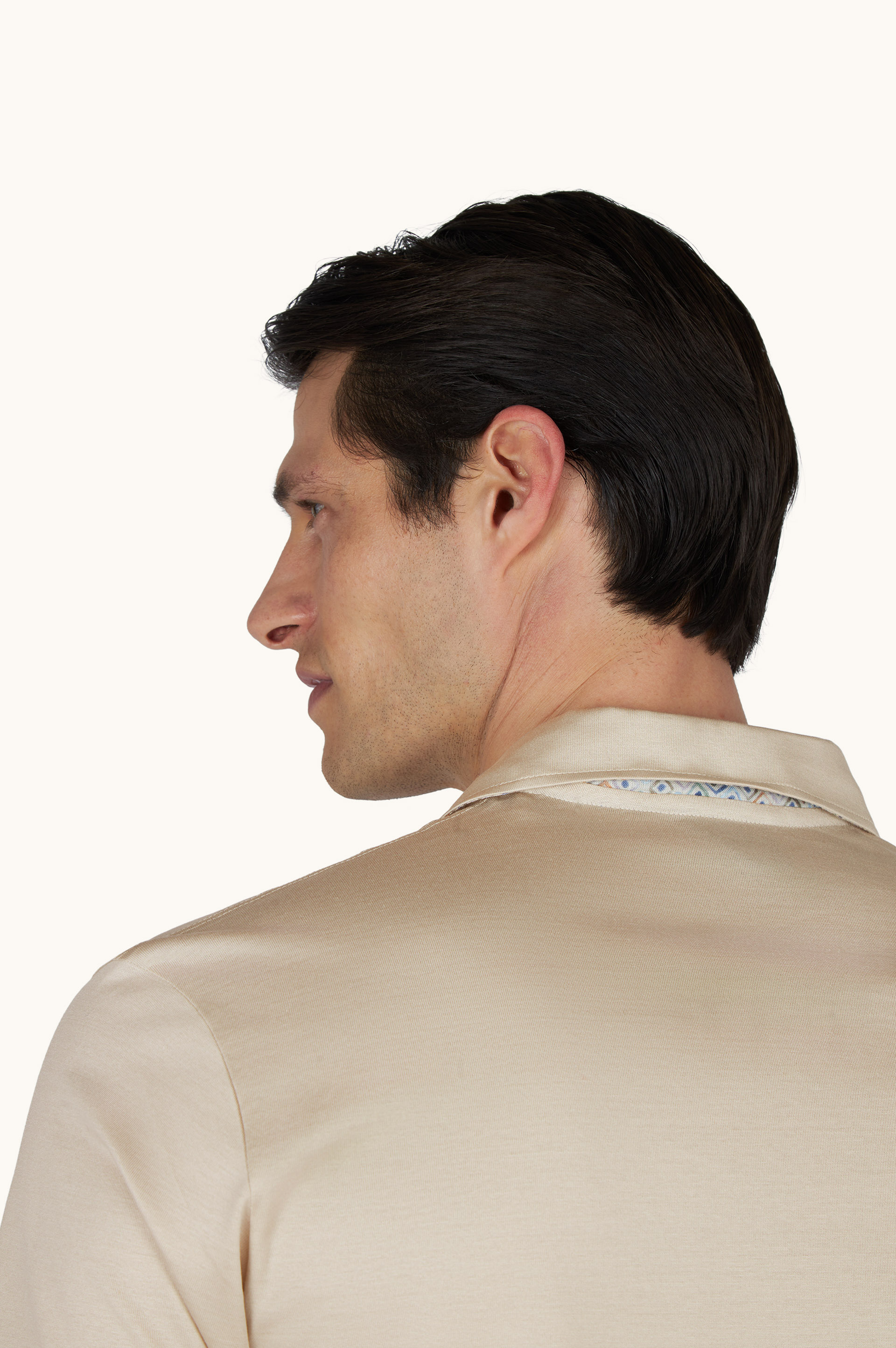 Polo shirt in cotton jersey with linen details image number 5