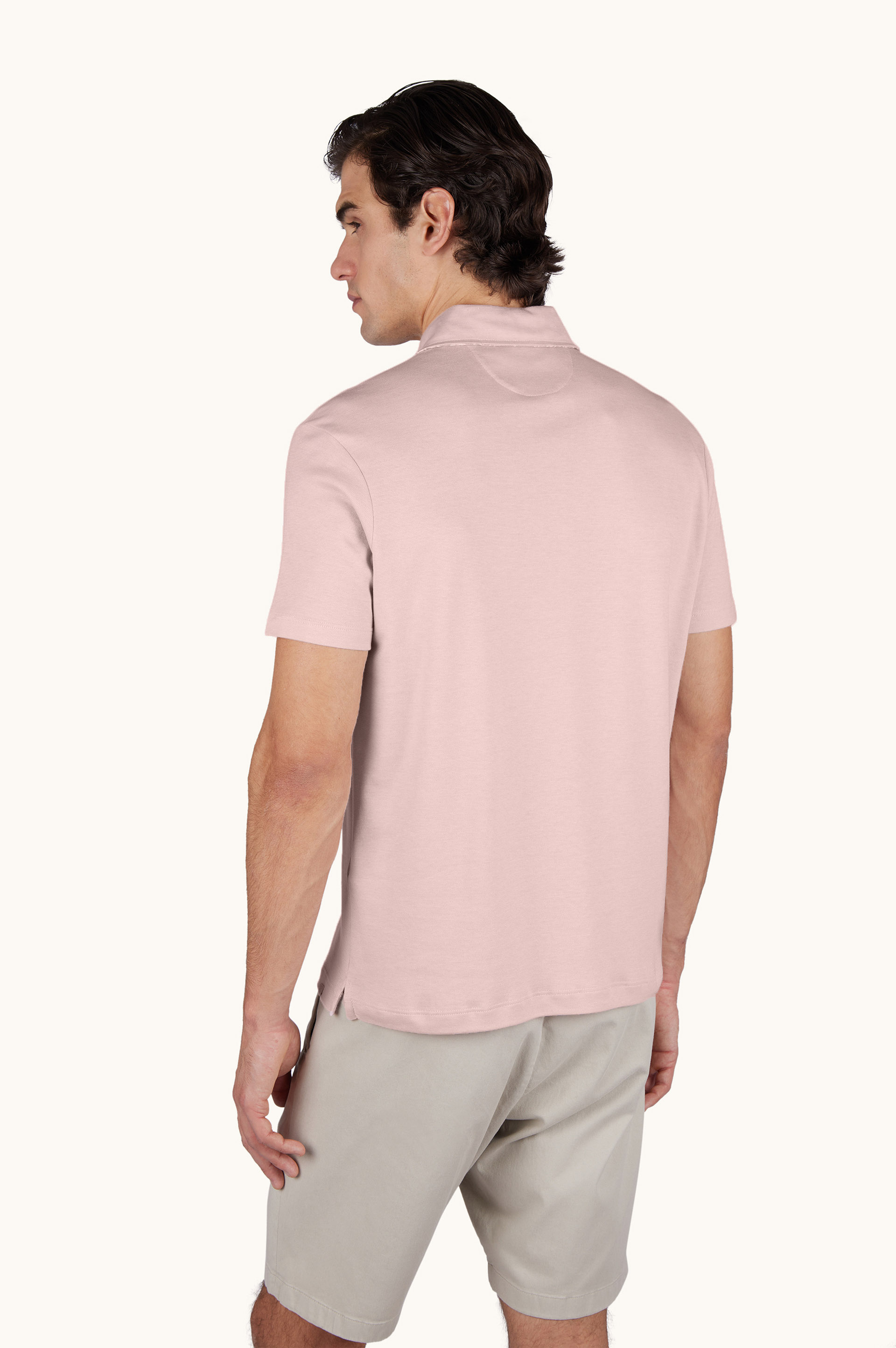 X-Soft polo shirt in cotton interlock with linen details image number 3