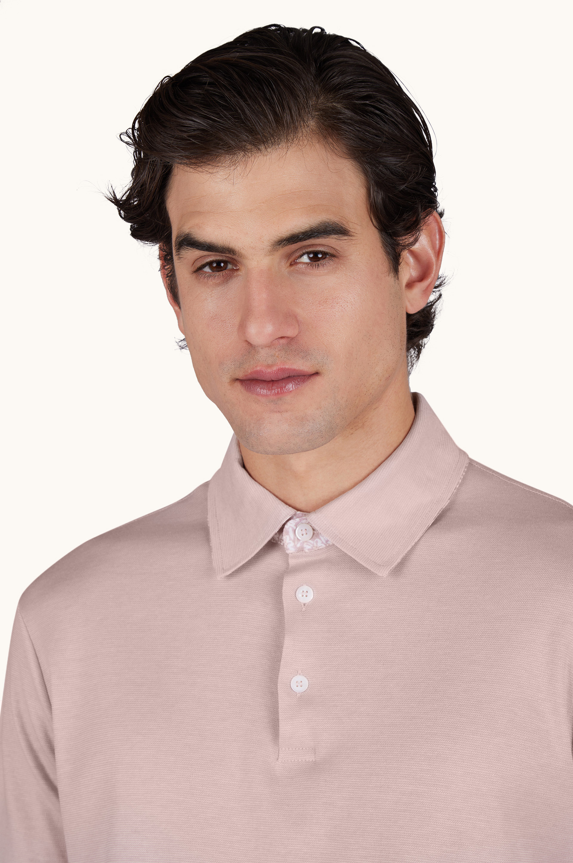 X-Soft polo shirt in cotton interlock with linen details image number 4