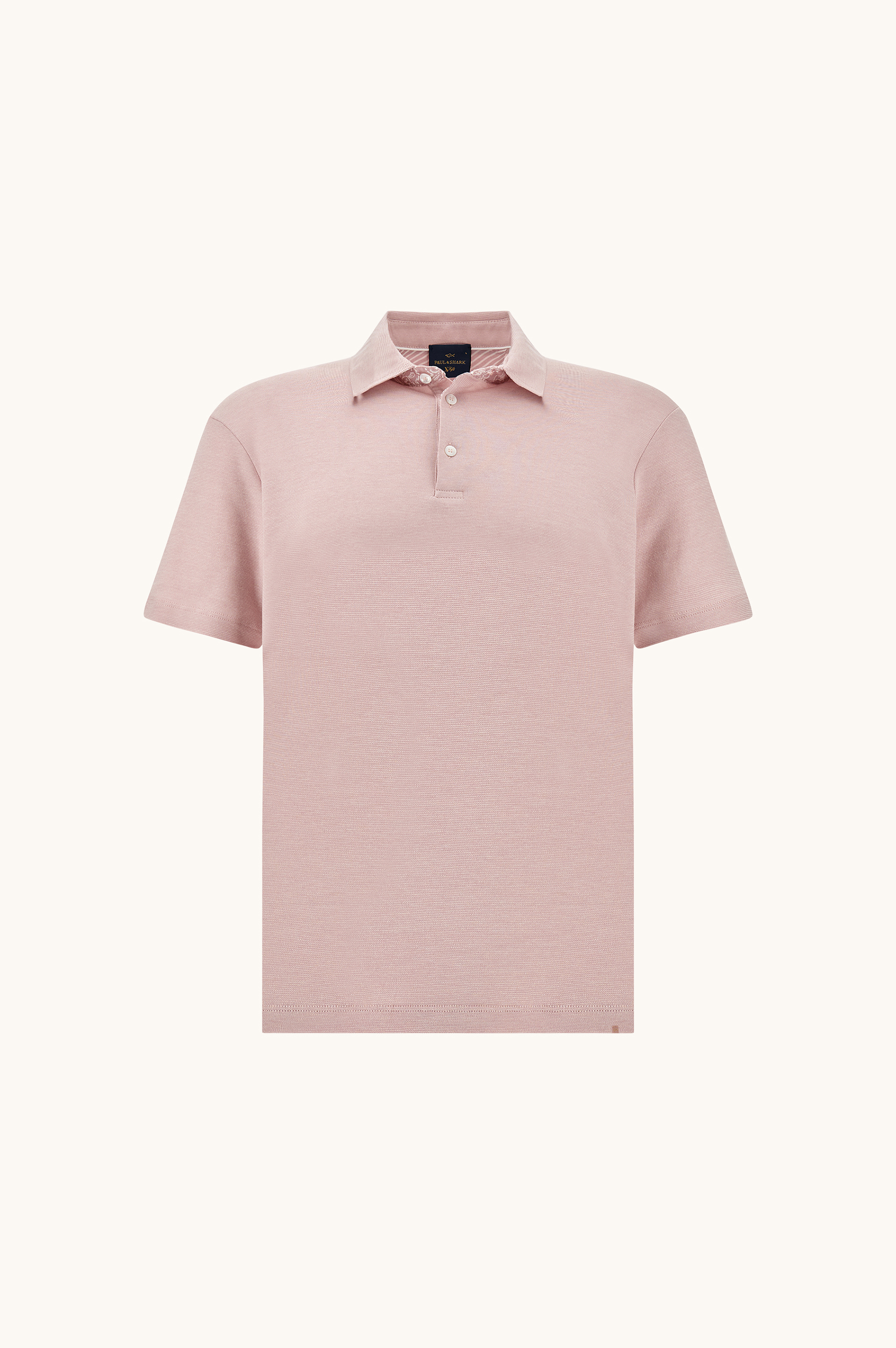 X-Soft polo shirt in cotton interlock with linen details image number 1