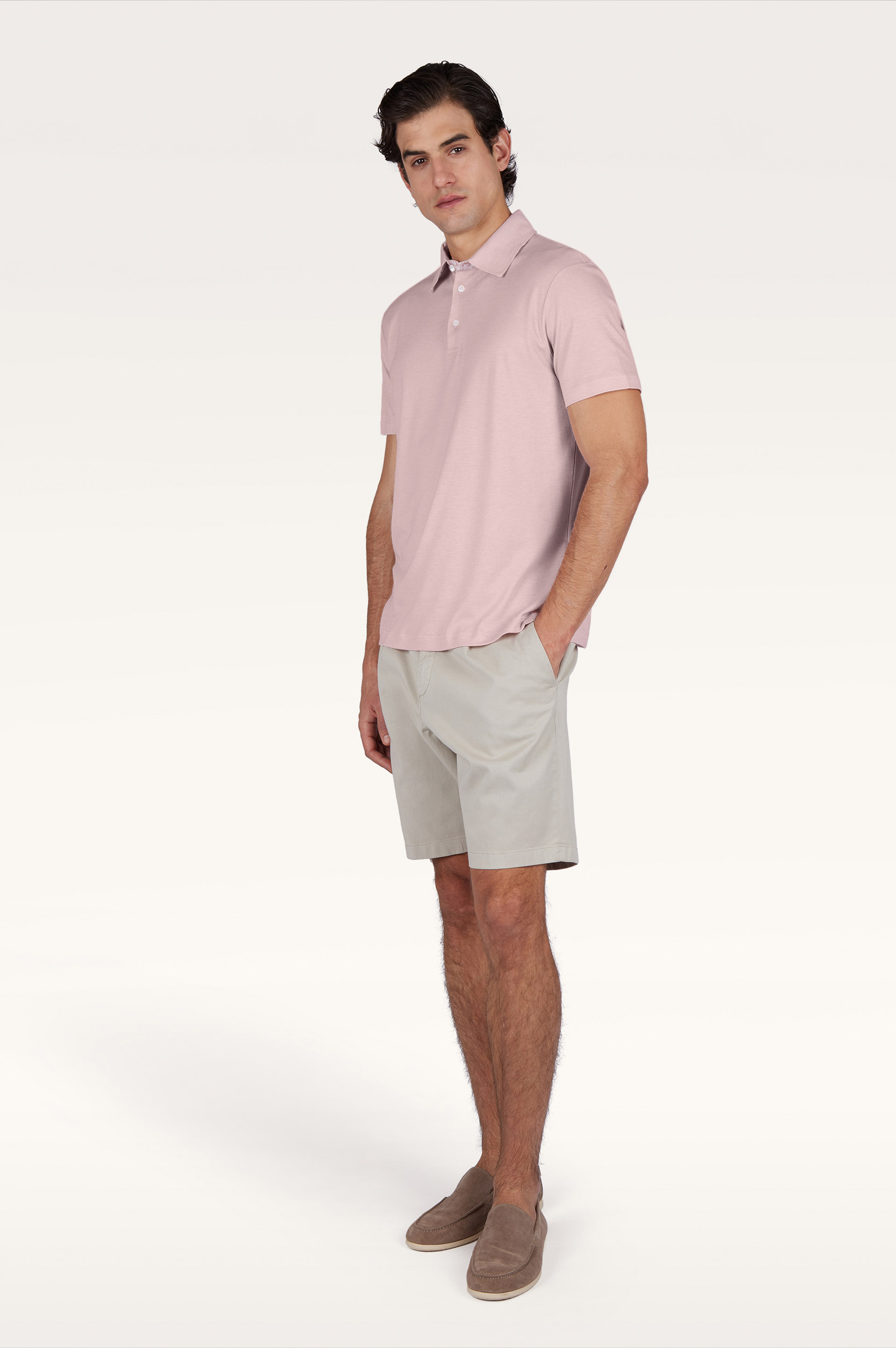 X-Soft polo shirt in cotton interlock with linen details image number 2