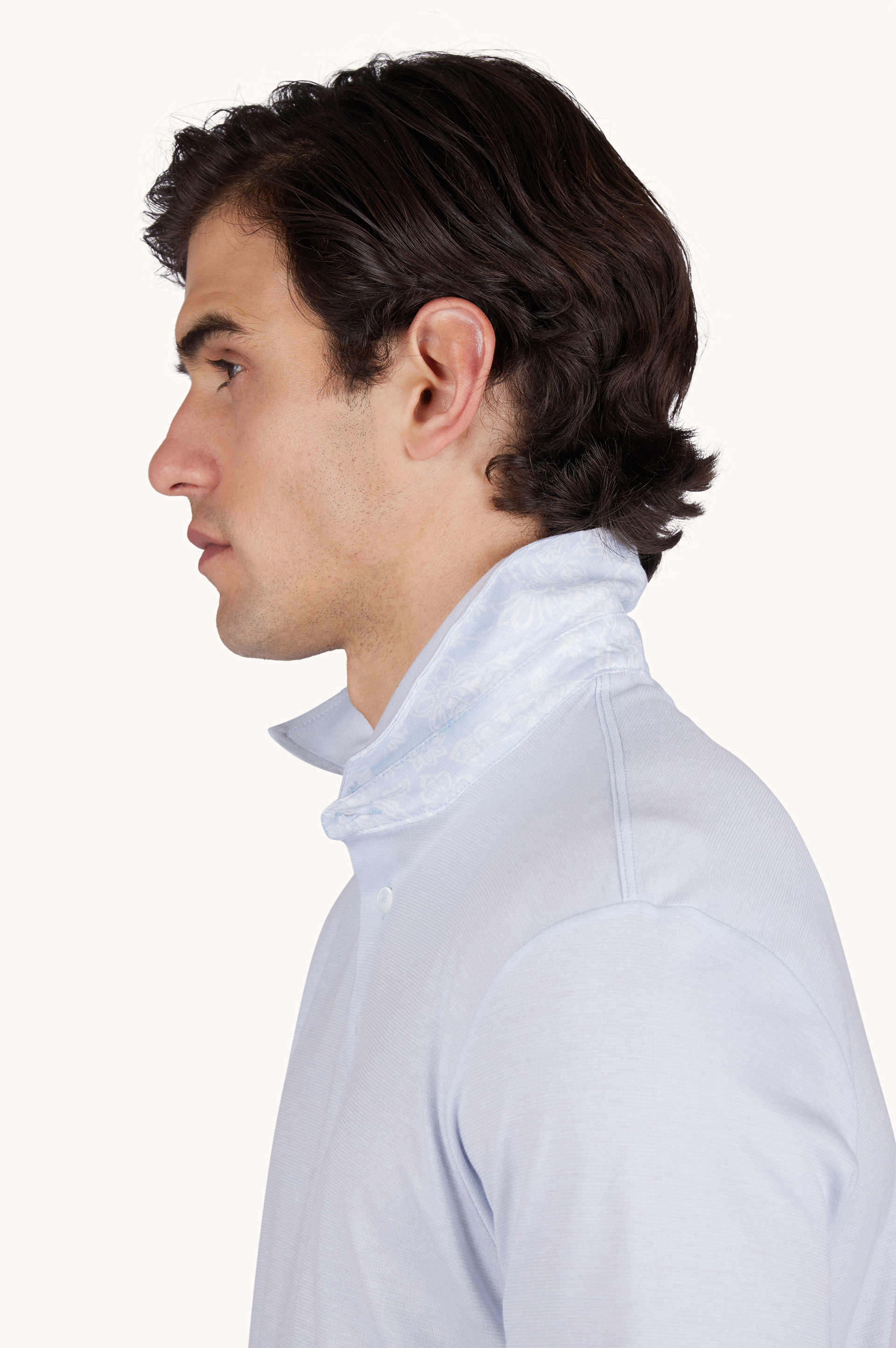 X-Soft polo shirt in cotton interlock with linen details image number 6