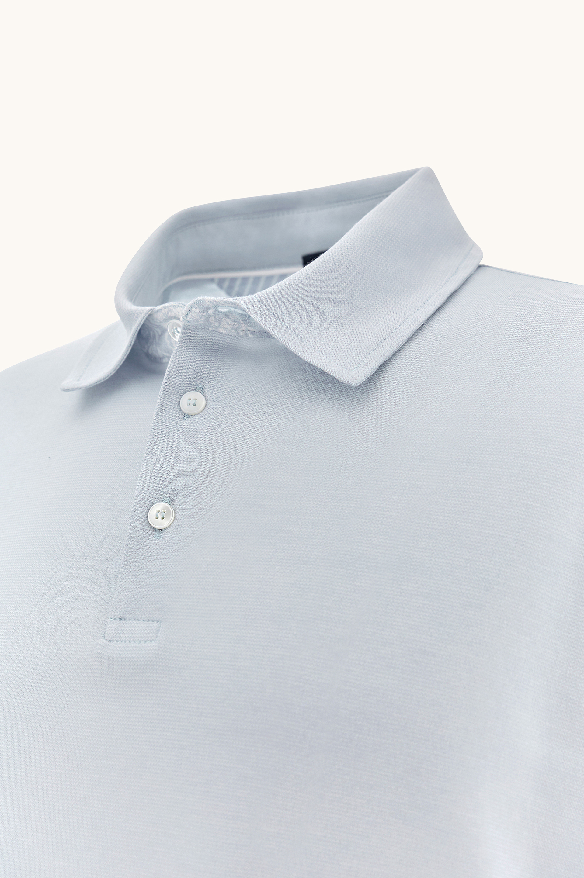 X-Soft polo shirt in cotton interlock with linen details image number 8