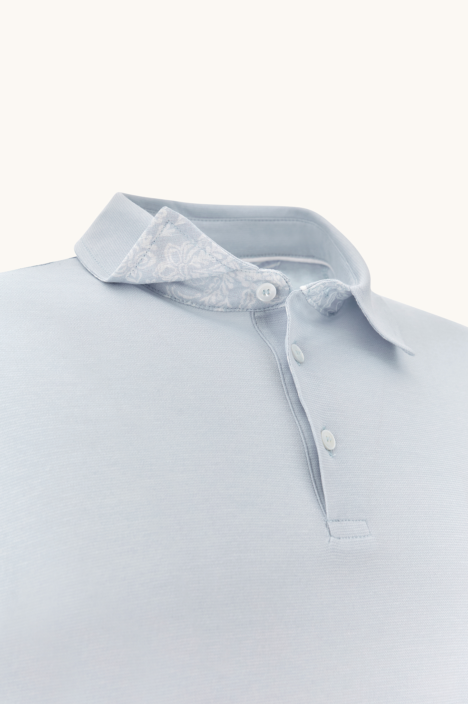 X-Soft polo shirt in cotton interlock with linen details image number 9