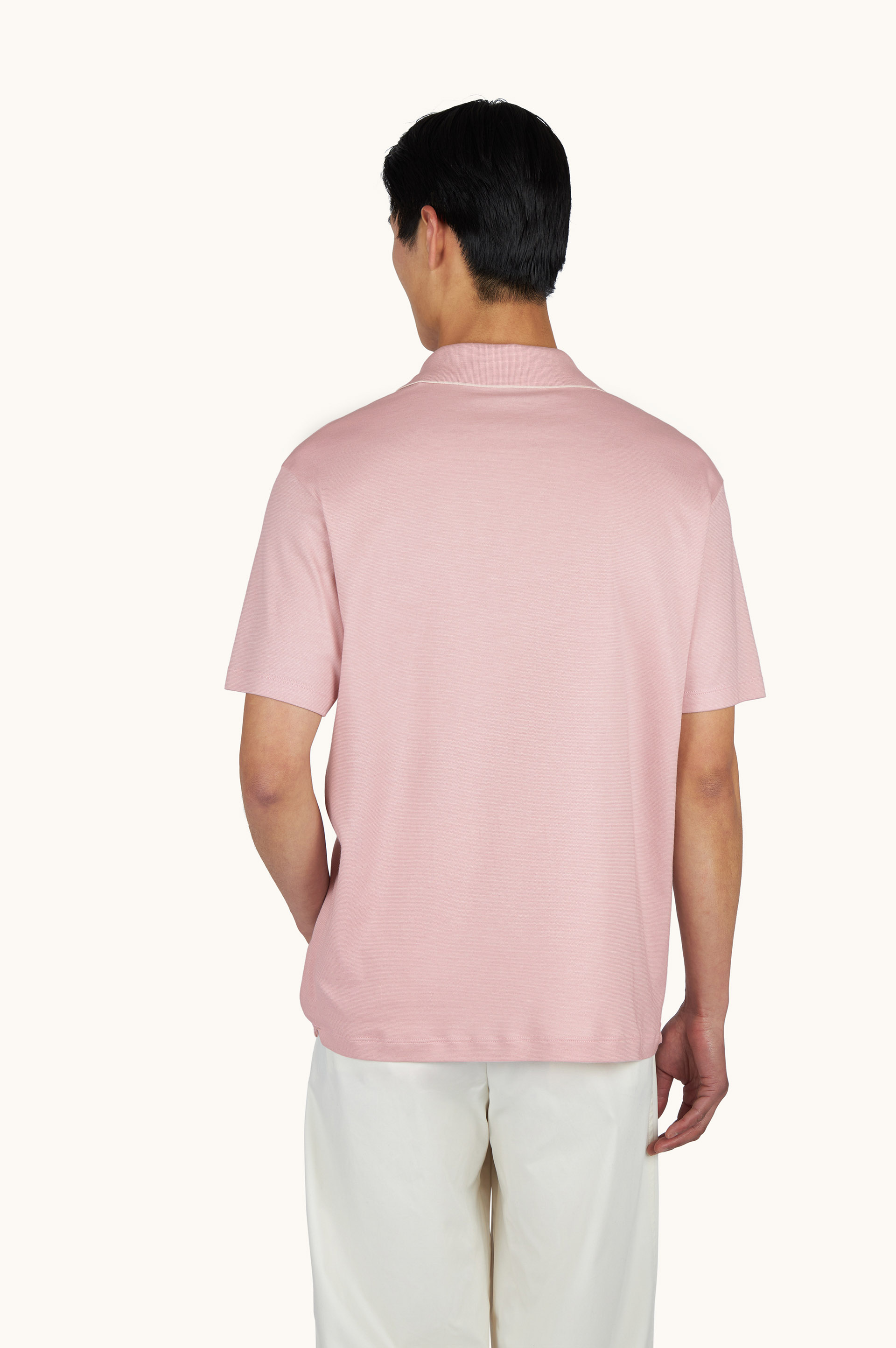 X-Soft open‑collar polo shirt in cotton interlock image number 3