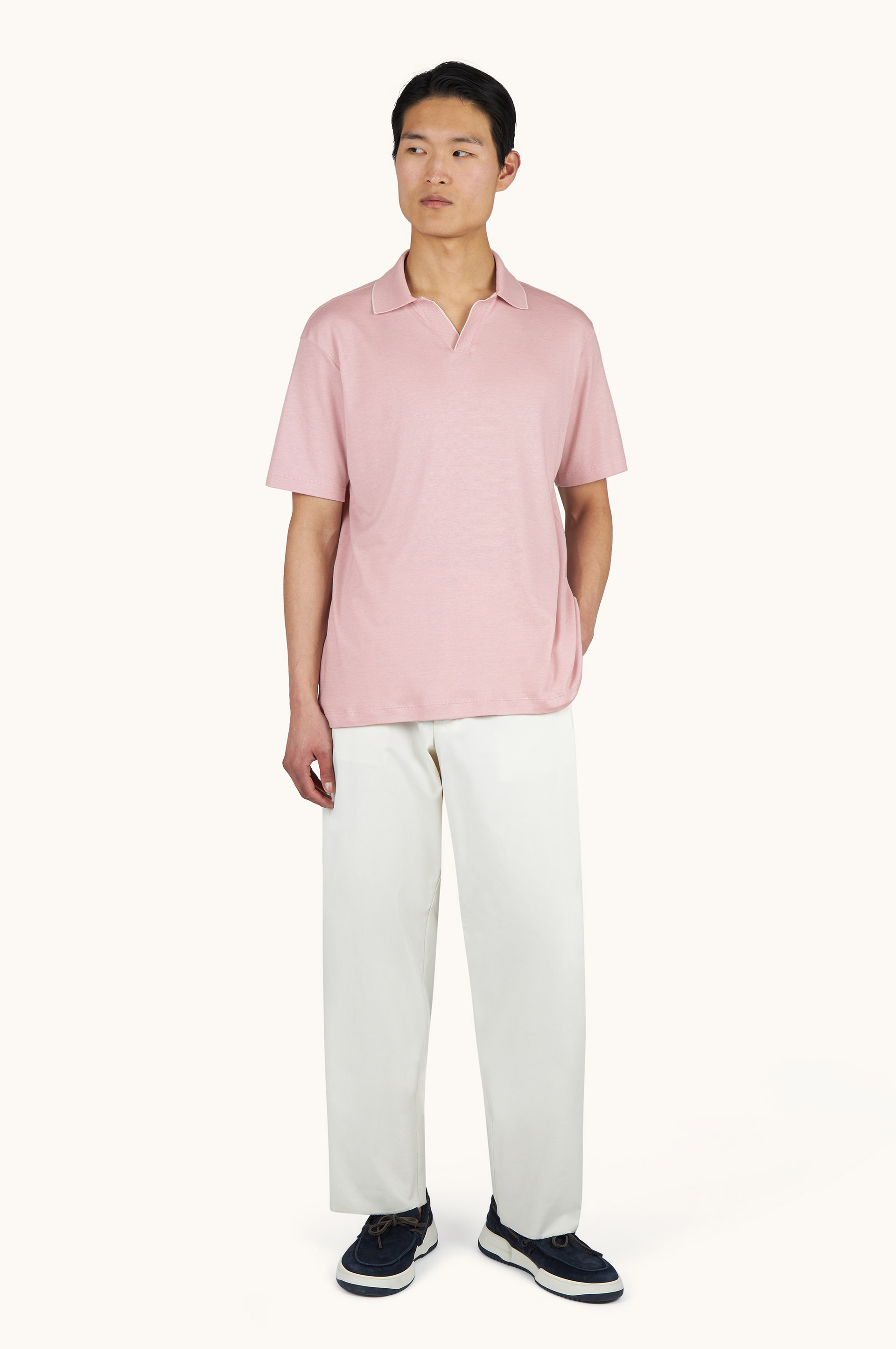 X-Soft open‑collar polo shirt in cotton interlock image number 2