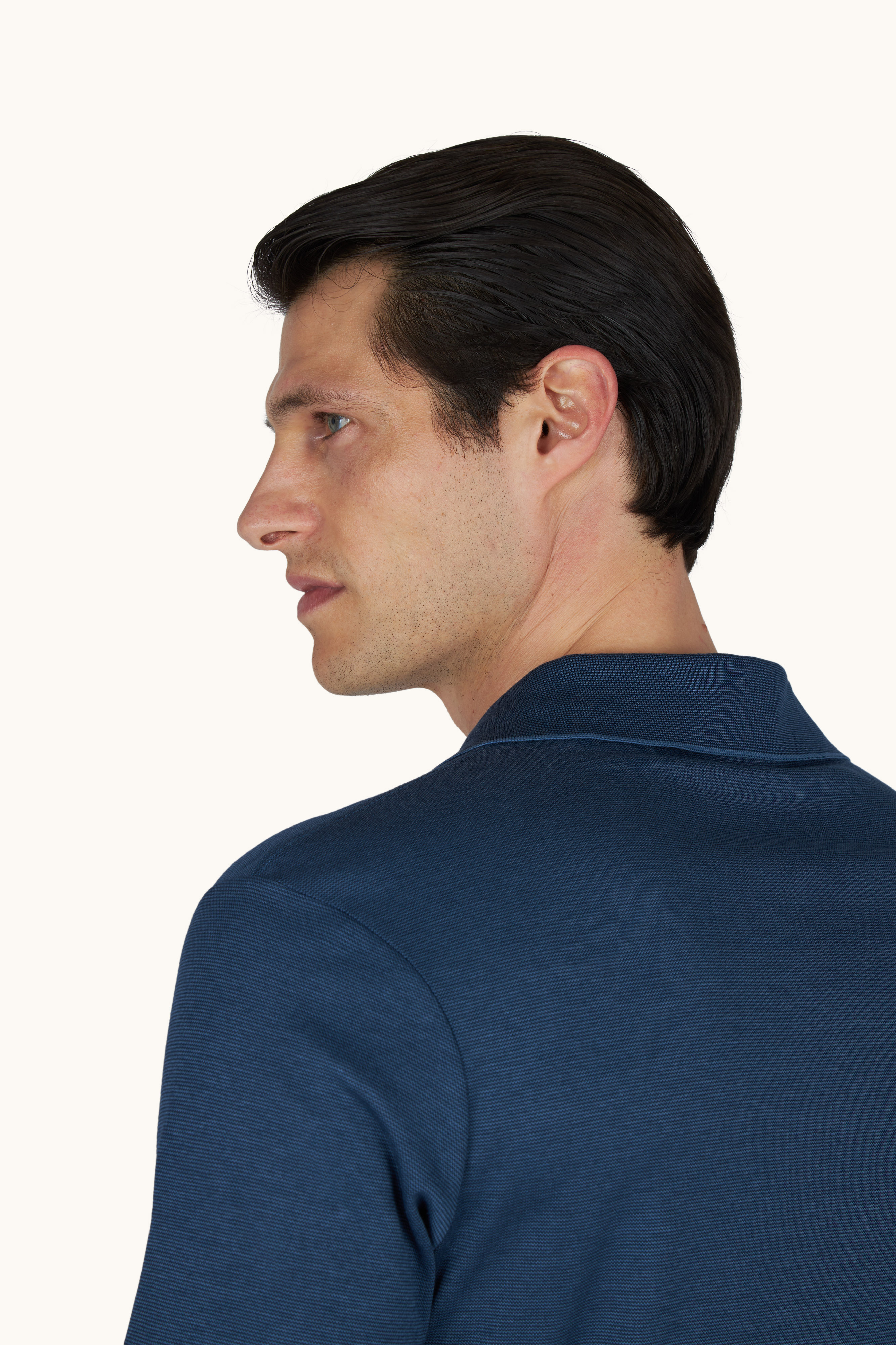 X-Soft open‑collar polo shirt in cotton interlock image number 5