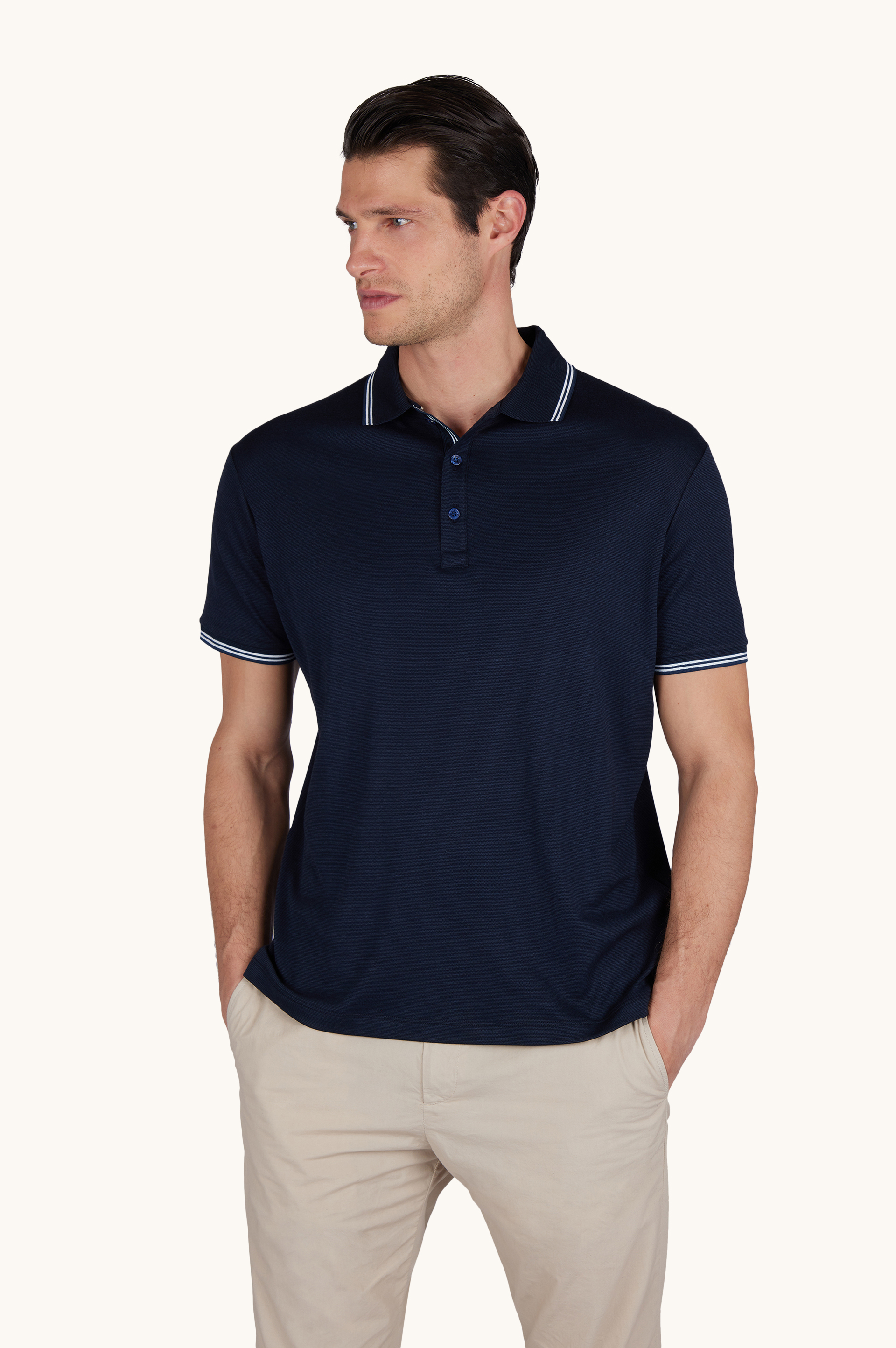 X-Soft polo shirt in cotton interlock image number 0