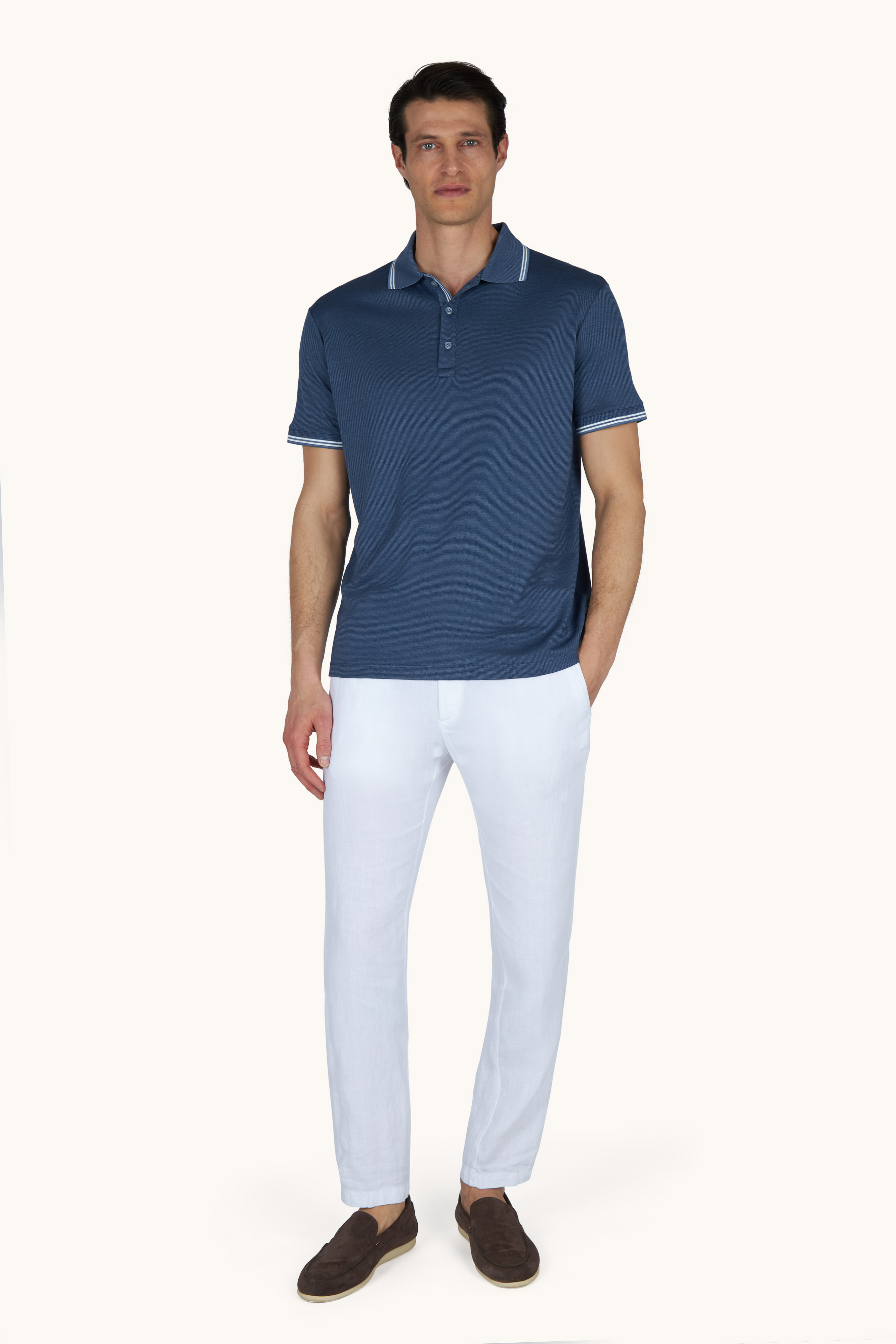 X-Soft polo shirt in cotton interlock image number 1