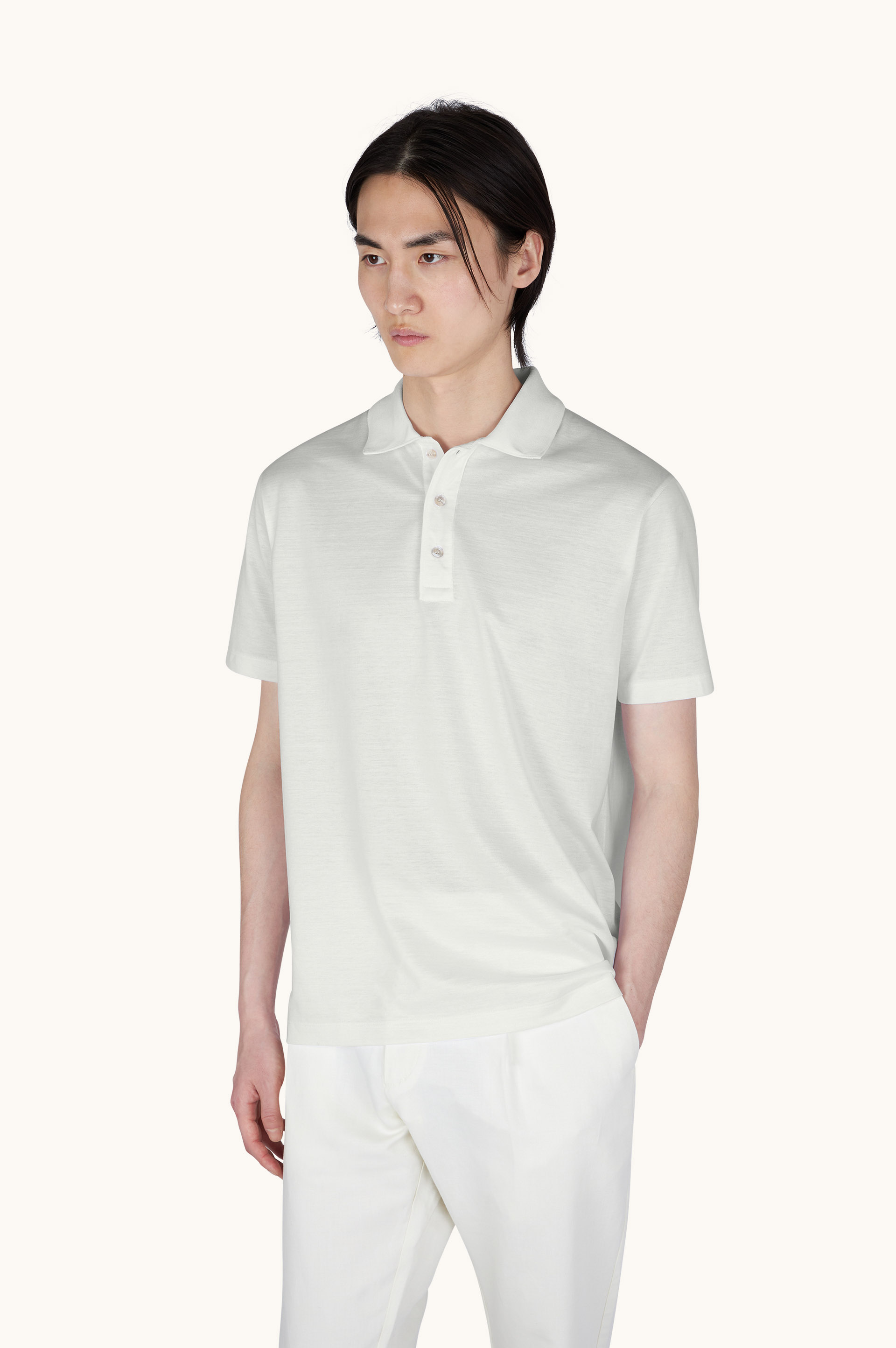 Polo de jersey de algod&oacute;n Double Mercerised con detalles de lino image number 0