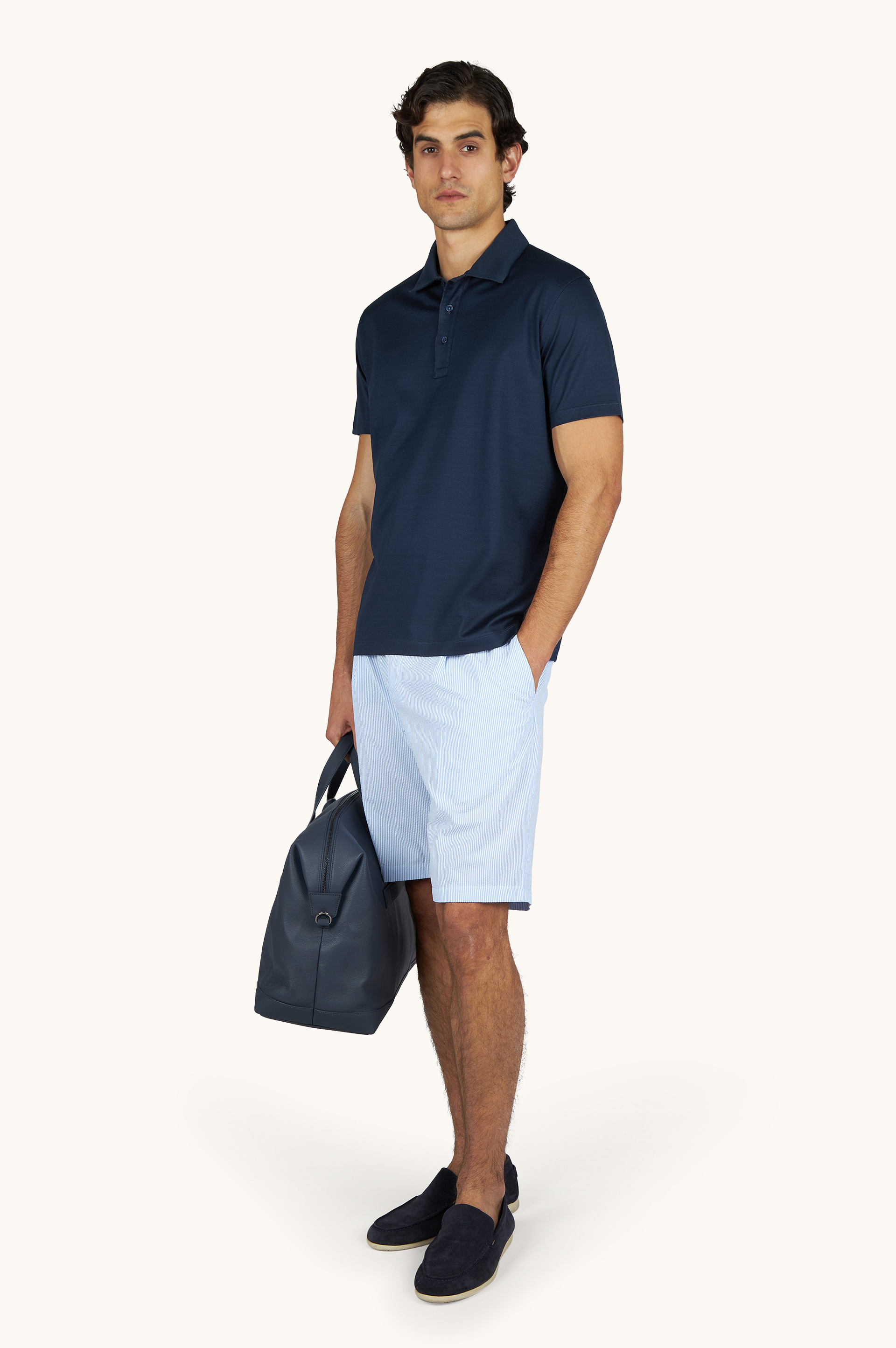 Polohemd aus Baumwolljersey Double Mercerised mit Leinen Details image number 2