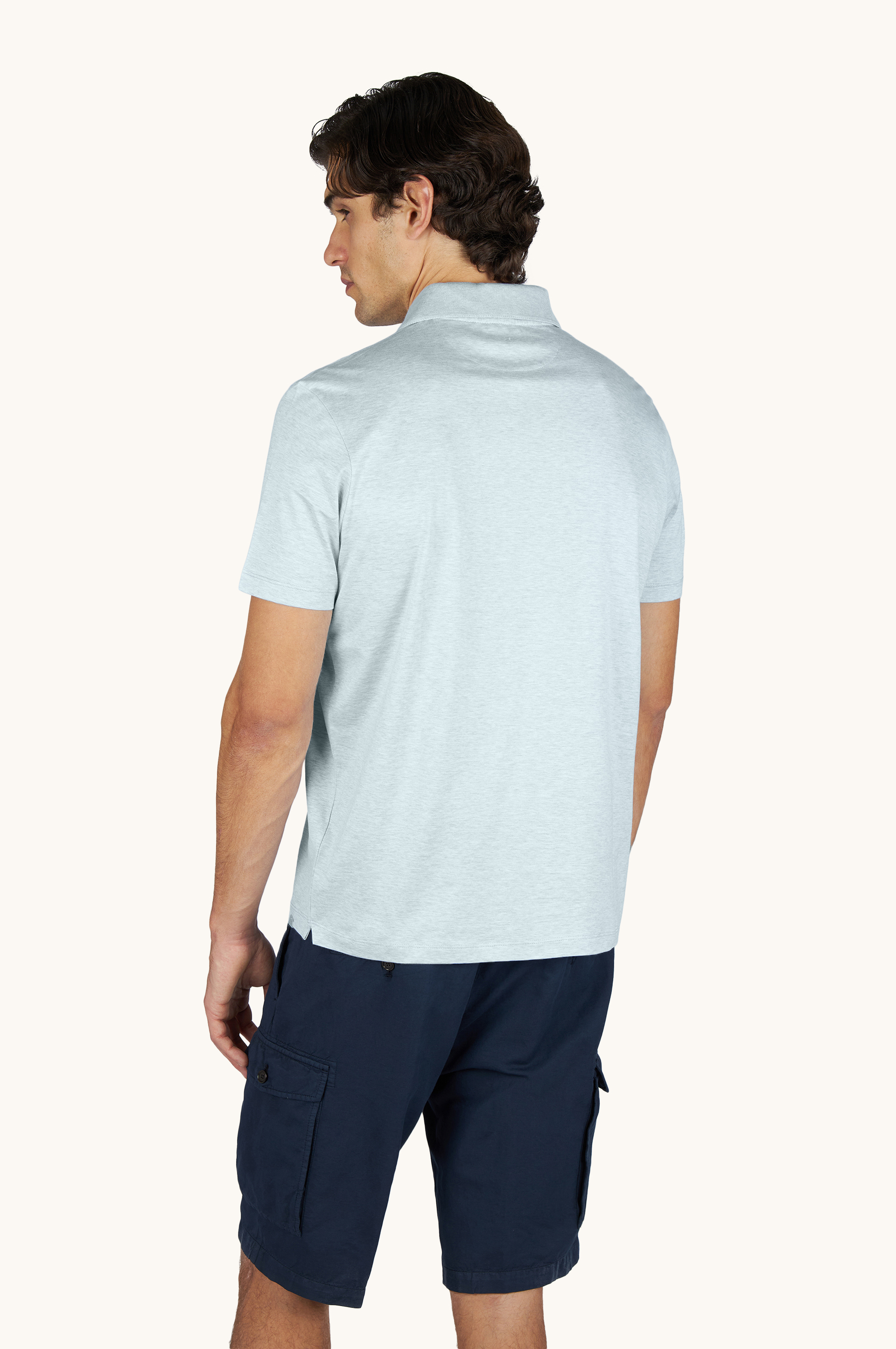 Polo en jersey de coton Double Mercerised avec d&eacute;tails en lin image number 3