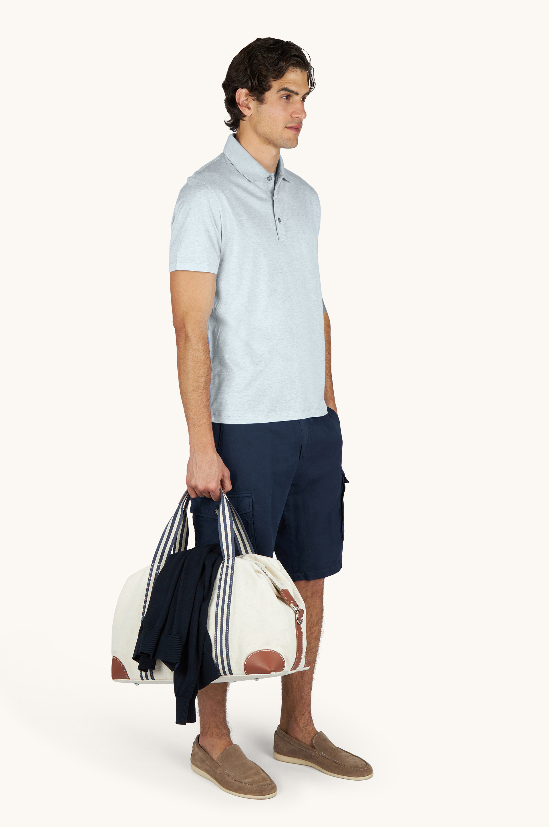 Polo en jersey de coton Double Mercerised avec d&eacute;tails en lin image number 2