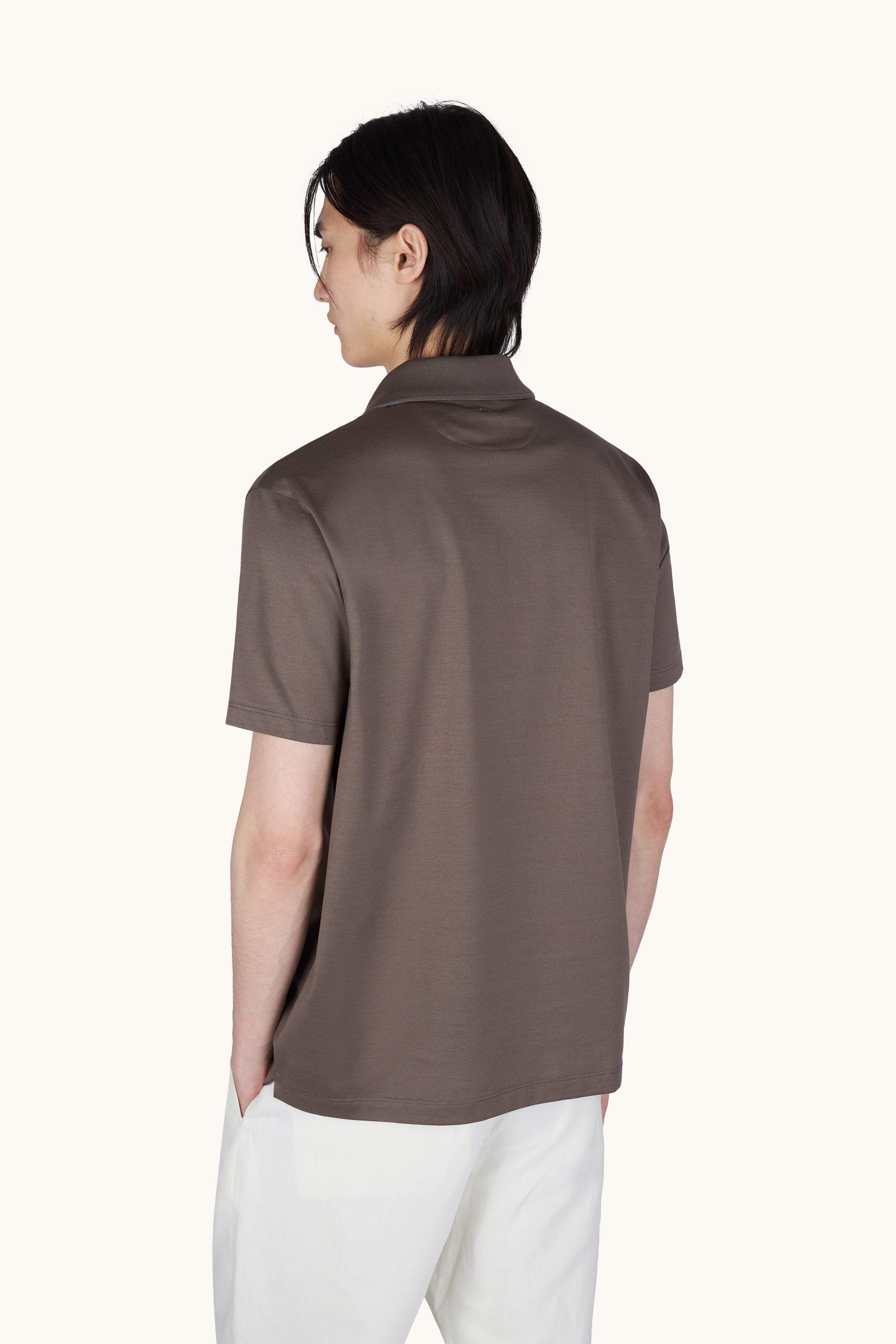 Polo shirt in Double Mercerised cotton jersey with linen details image number 3