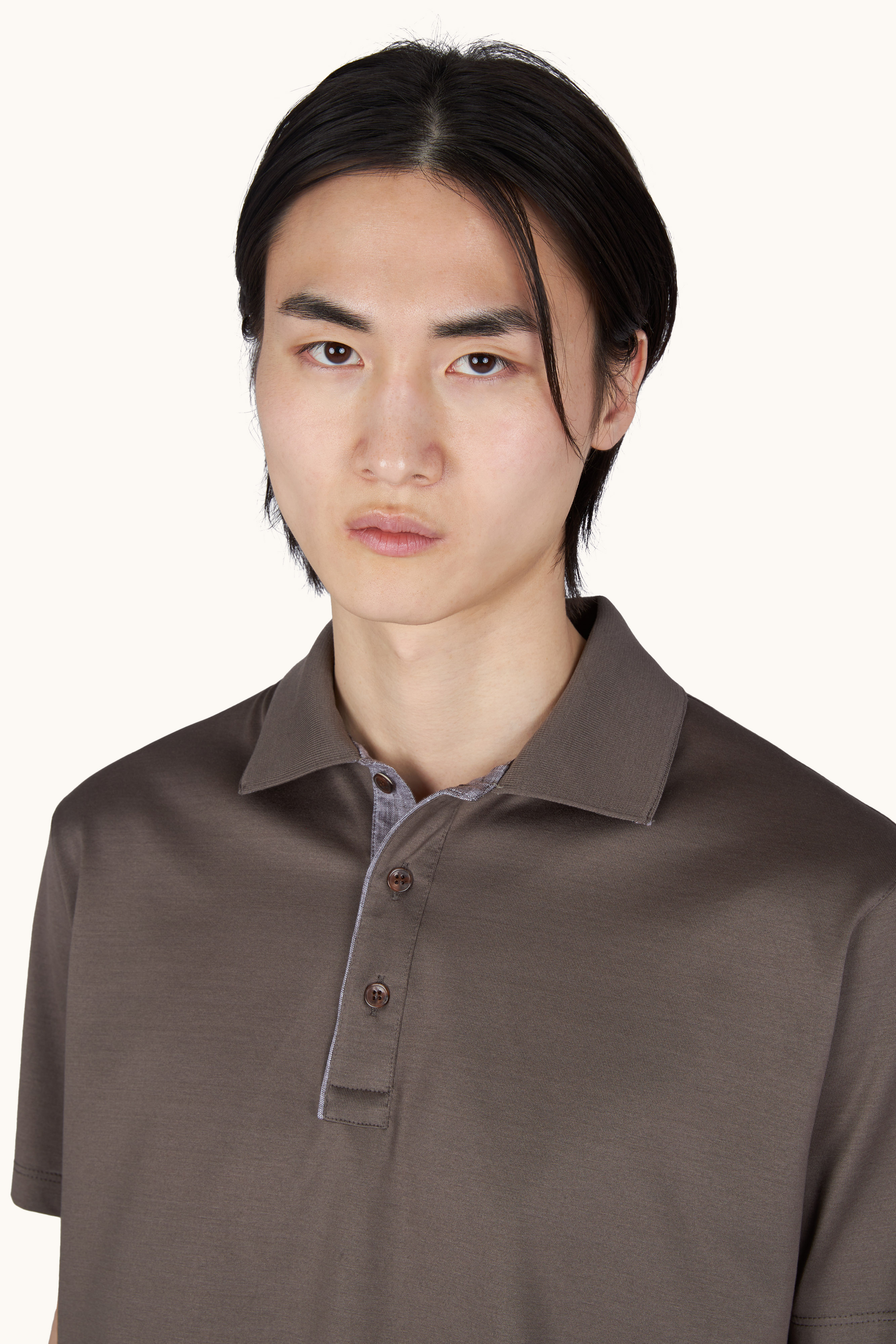 Polo shirt in Double Mercerised cotton jersey with linen details image number 5