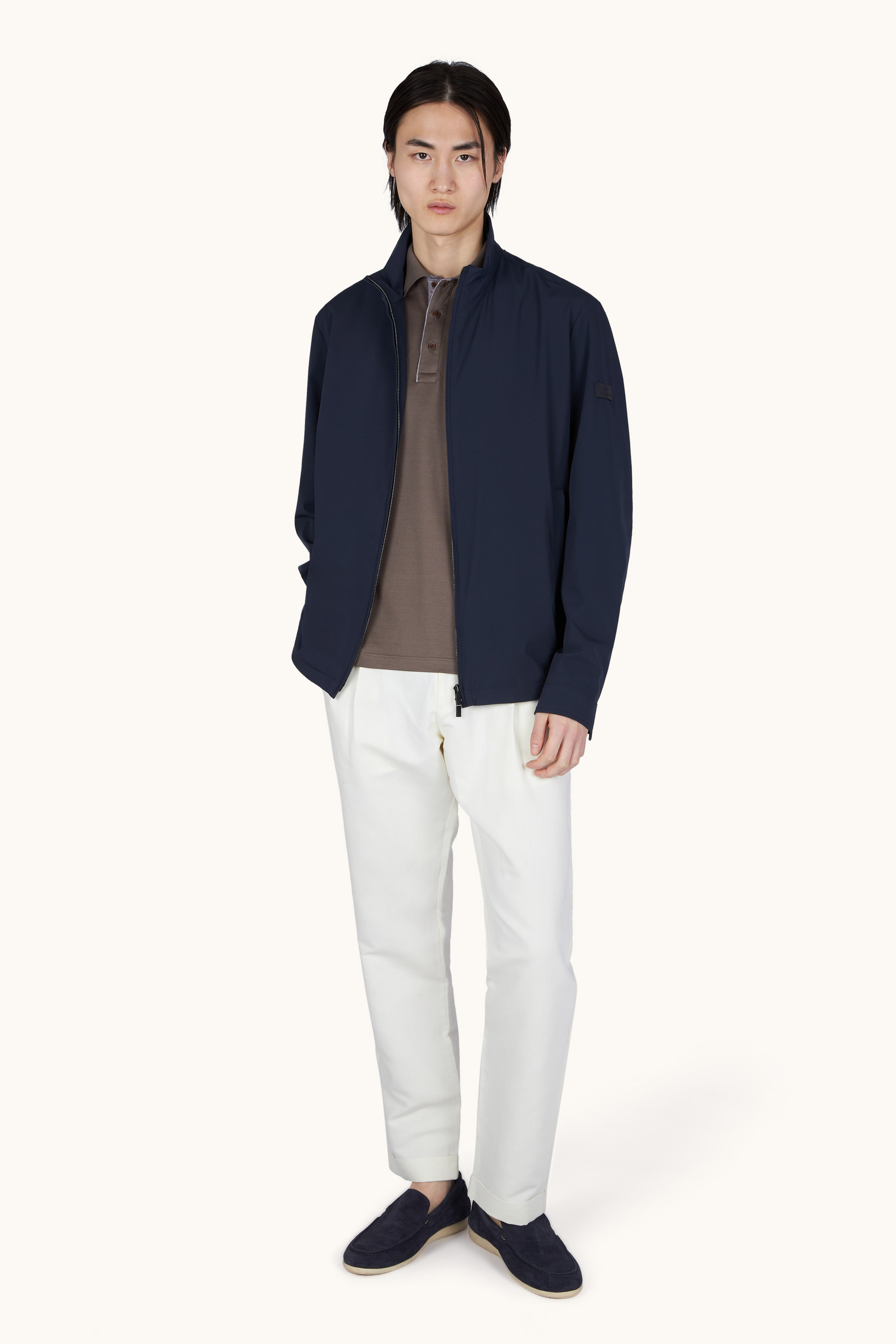 Polo shirt in Double Mercerised cotton jersey with linen details image number 2