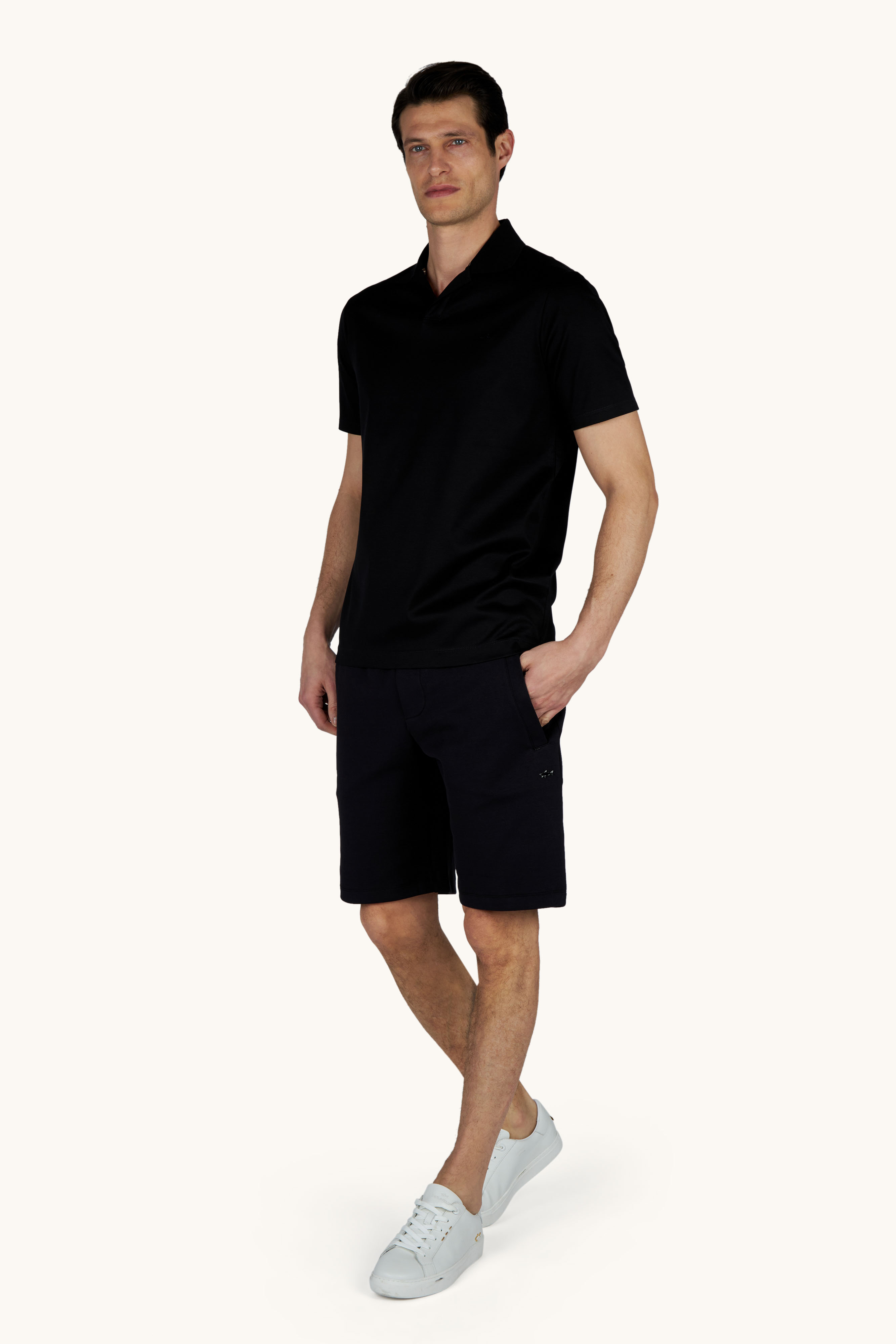 Open‑collar polo shirt in Aqua Touch cotton image number 2