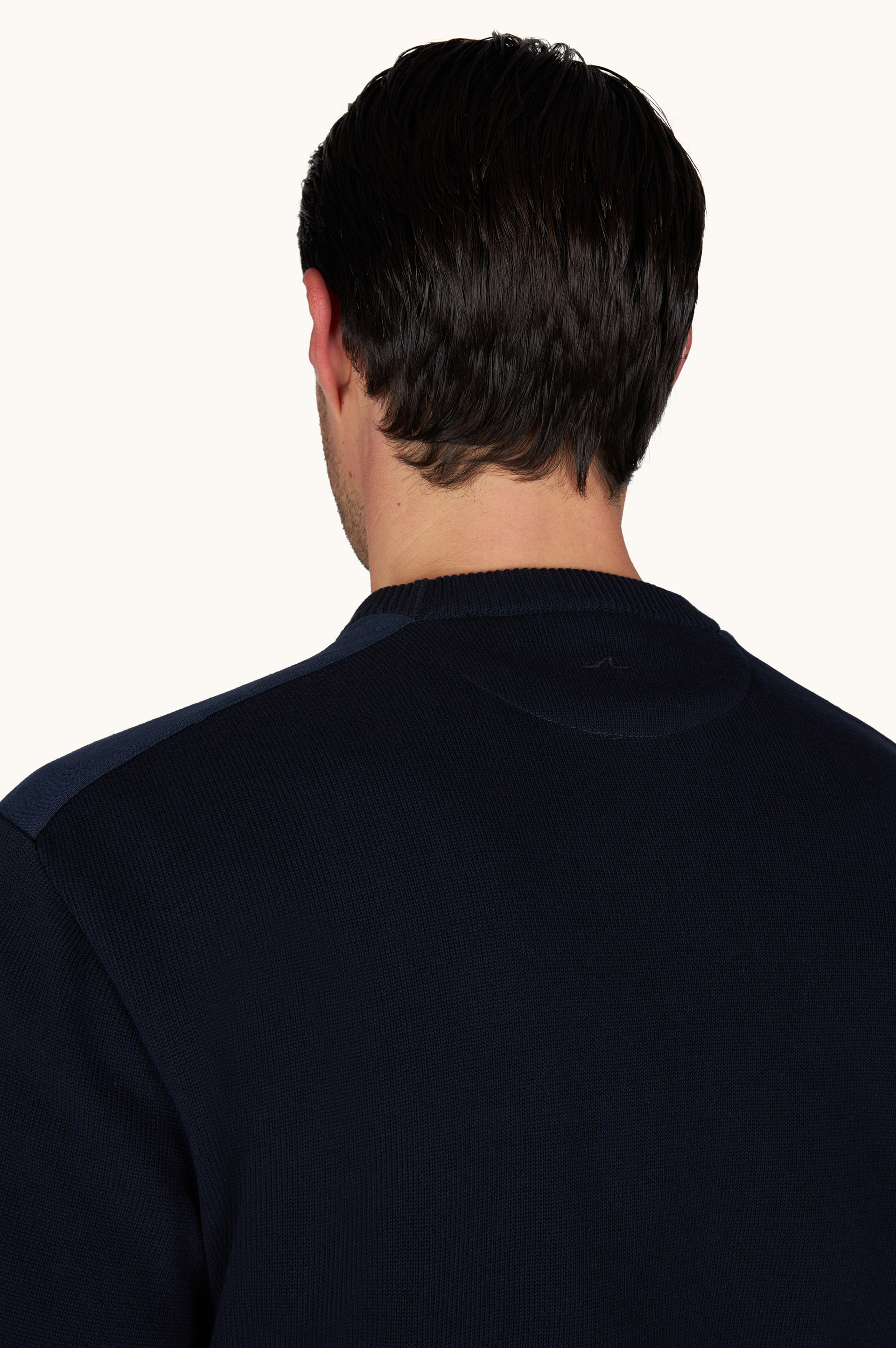 Crew‑neck sweater in Fresco cotton with linen details image number 4