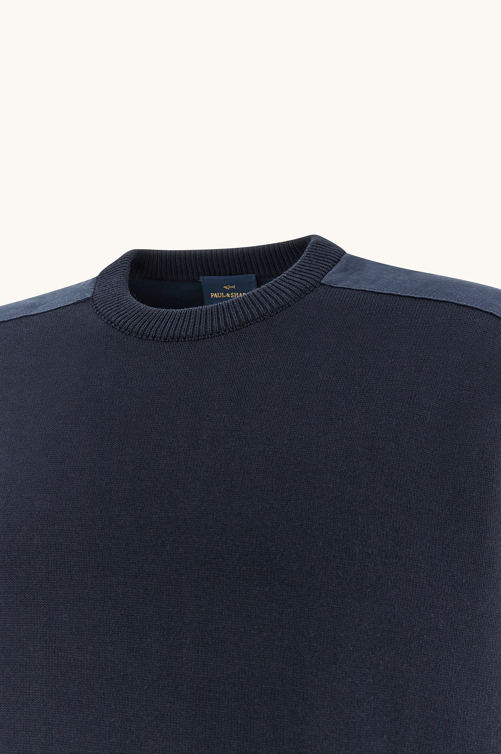 Pull &agrave; col rond en coton Fresco avec d&eacute;tails en lin image number 7