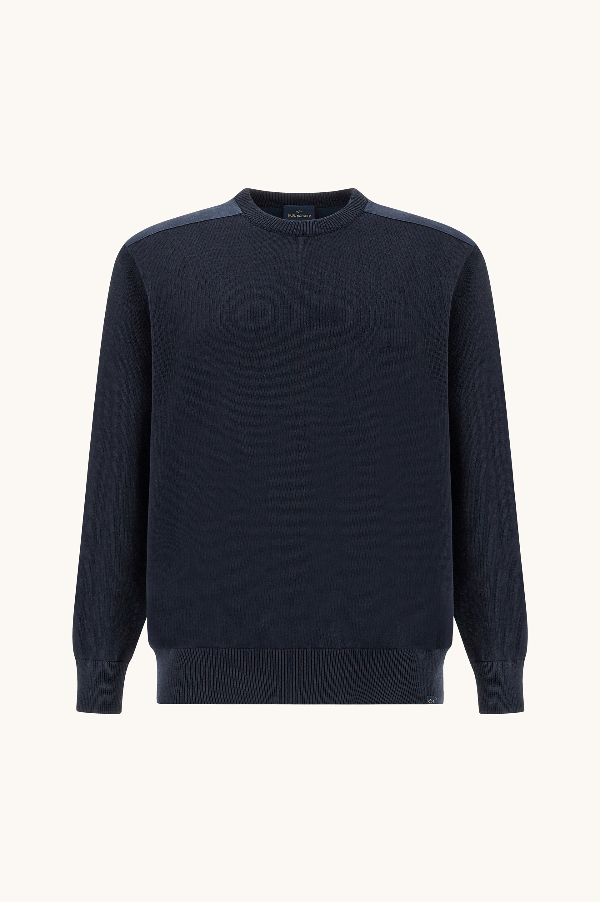 Pull &agrave; col rond en coton Fresco avec d&eacute;tails en lin image number 1