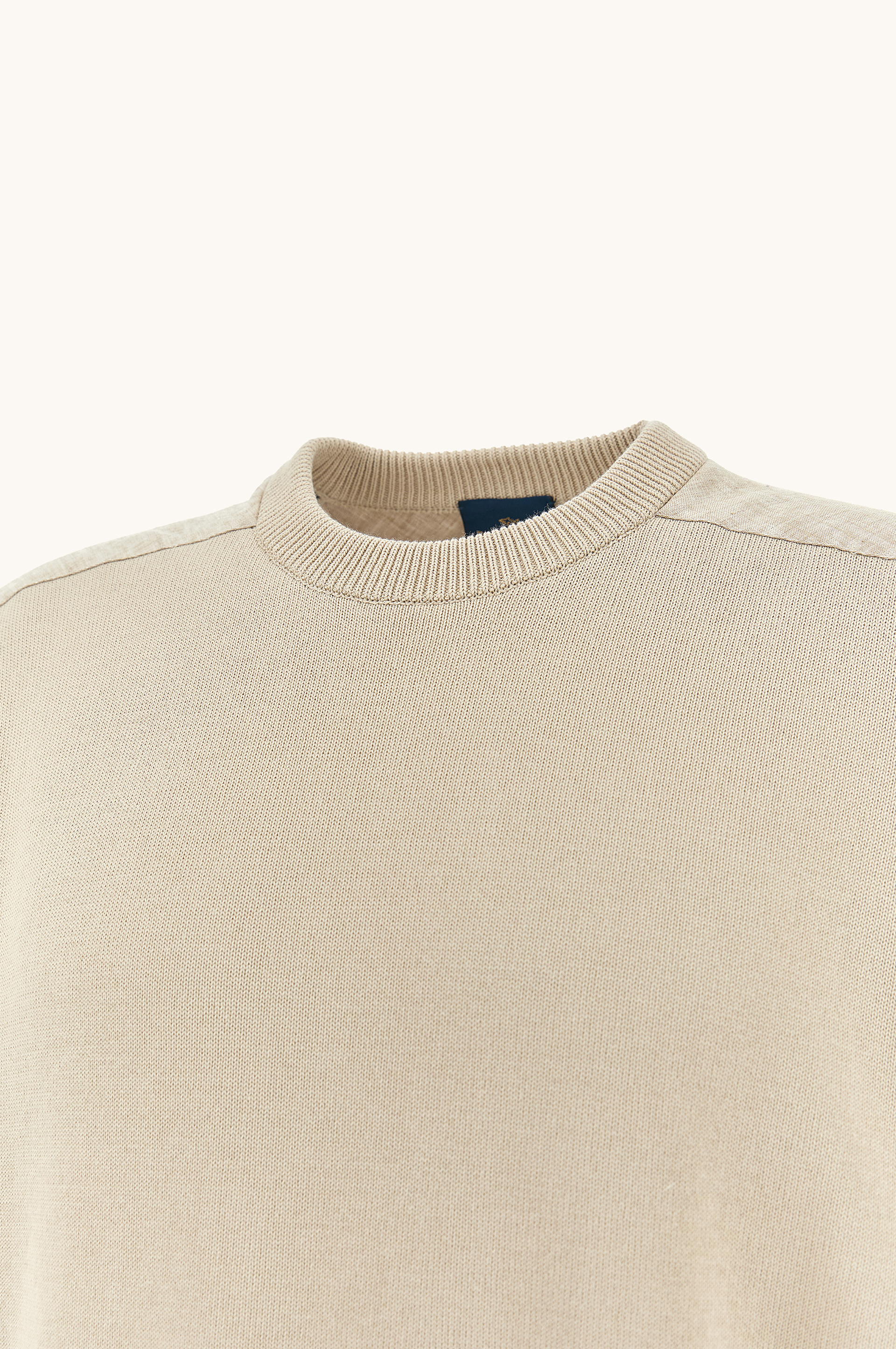 Crew‑neck sweater in Fresco cotton with linen details image number 5