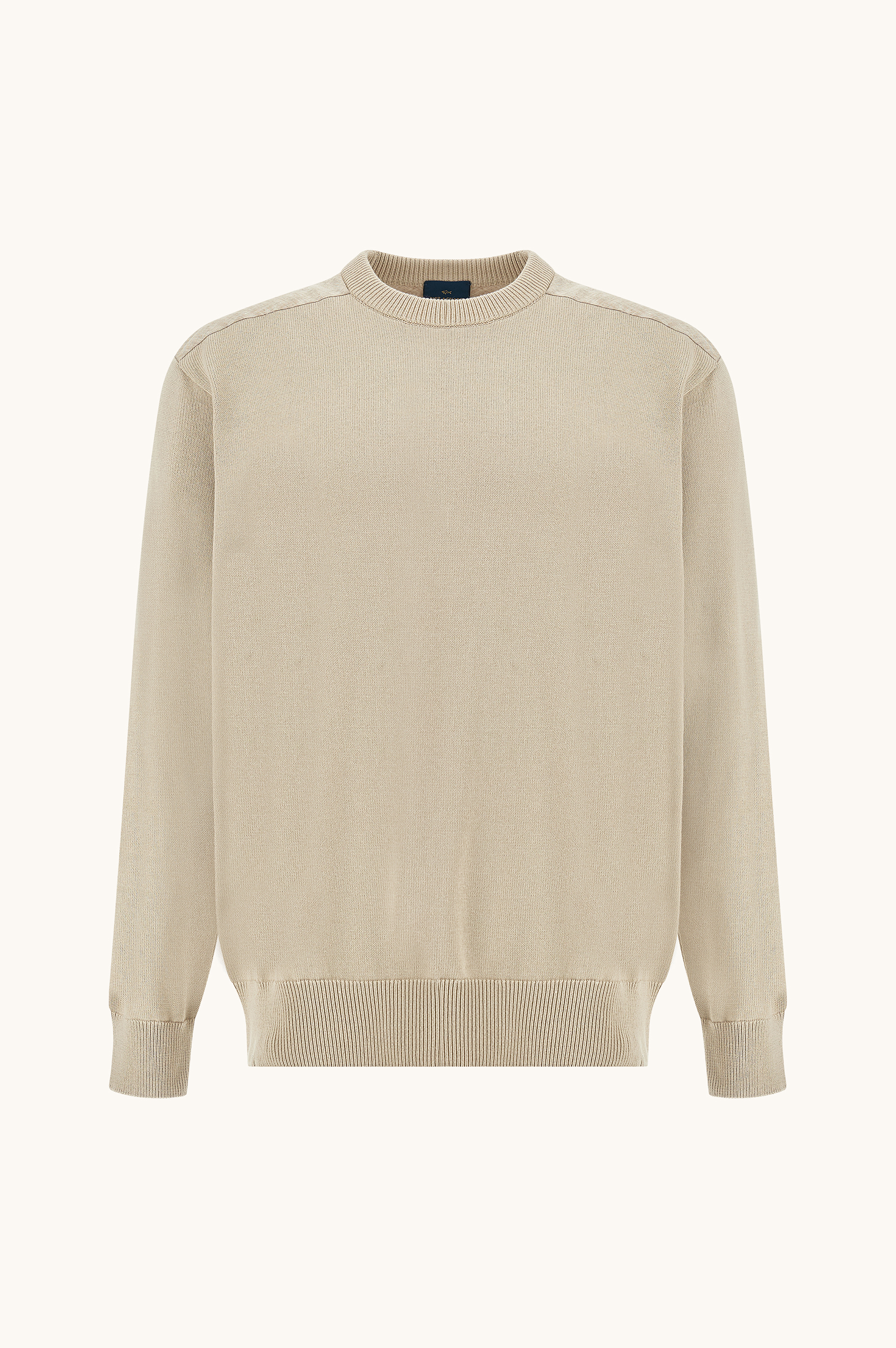 Crew‑neck sweater in Fresco cotton with linen details image number 0