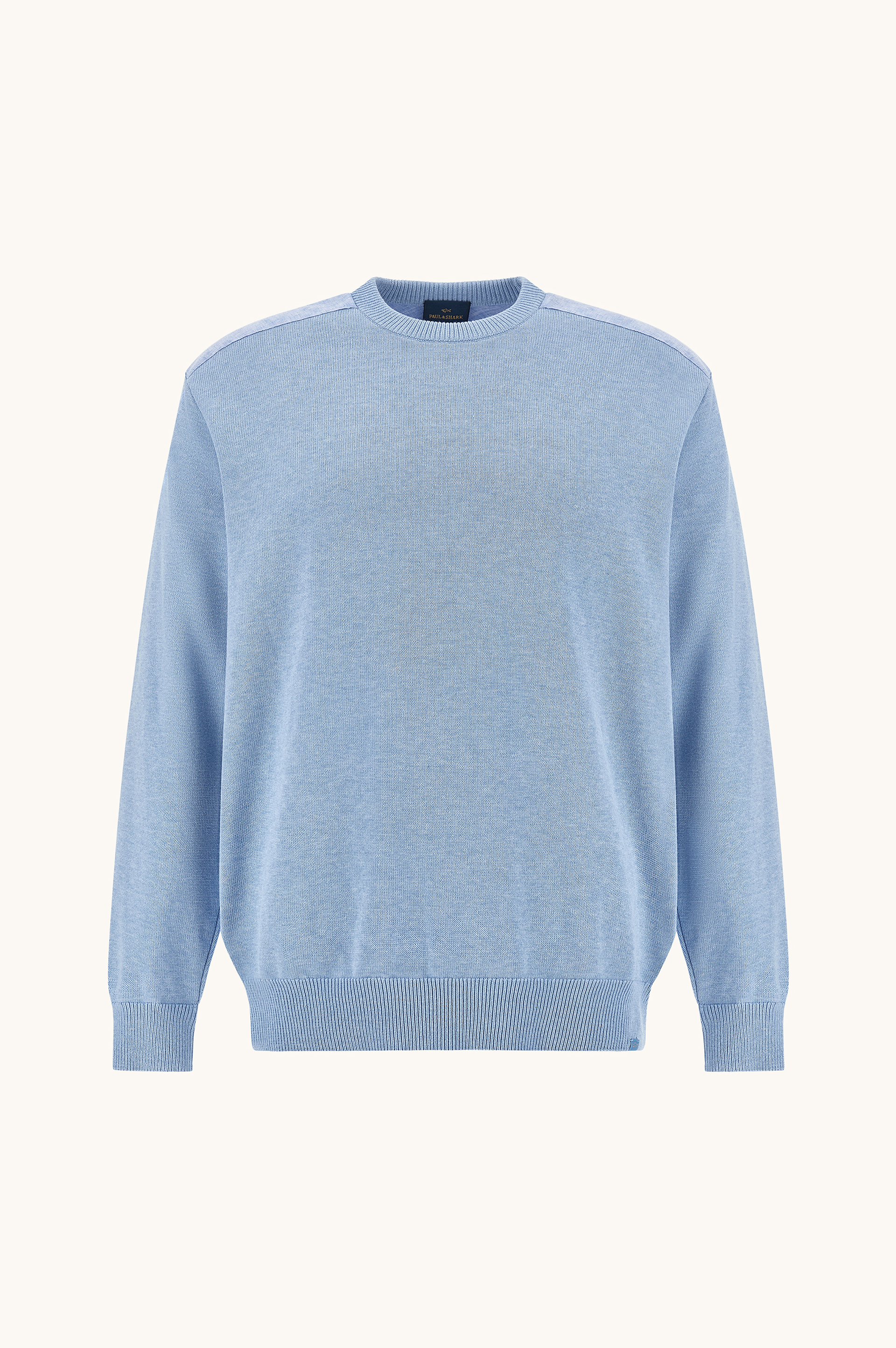 Pull &agrave; col rond en coton Fresco avec d&eacute;tails en lin image number 1