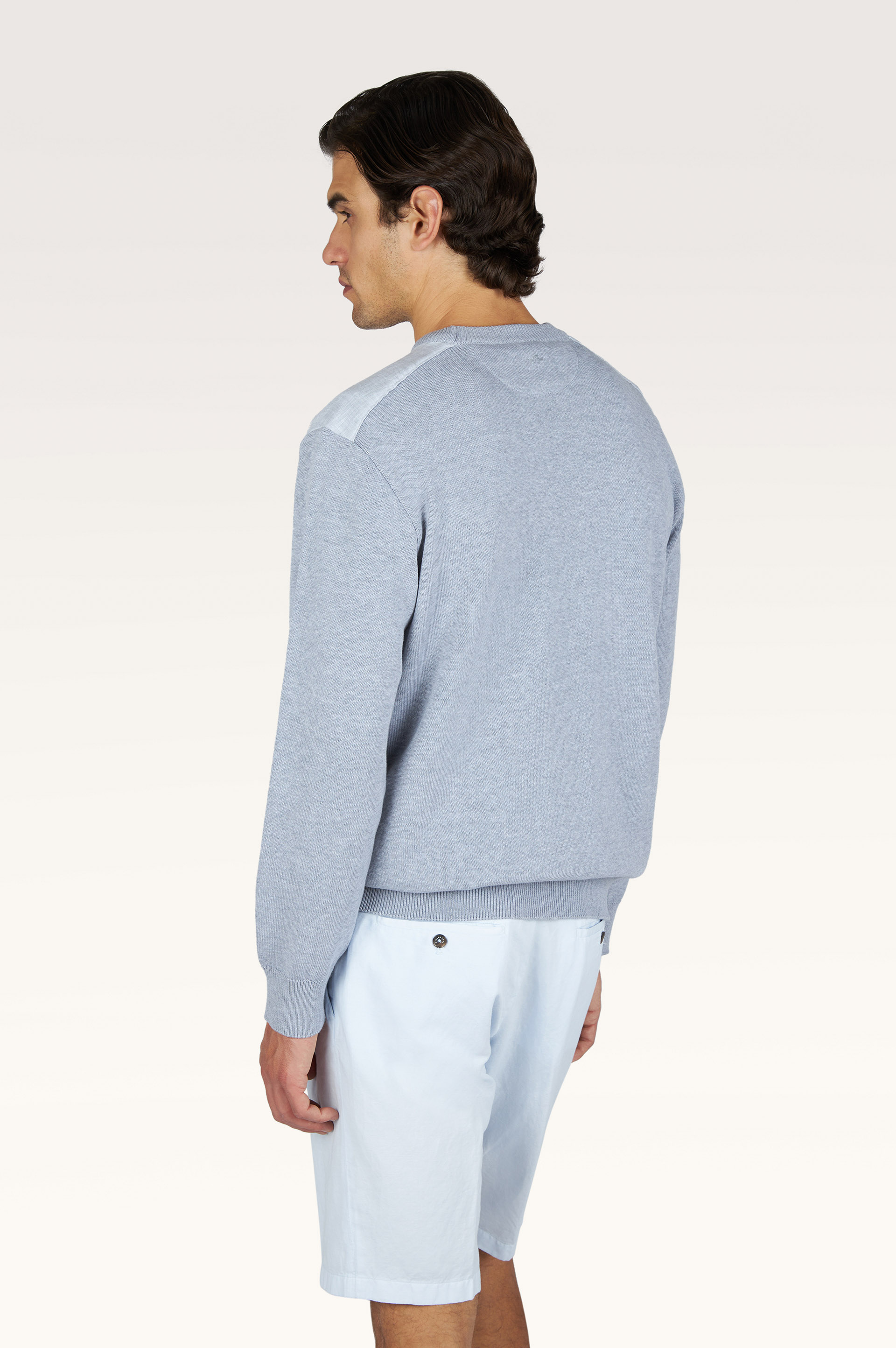 Rundhals-Pullover aus Fresco-Baumwolle mit Leinen-Details image number 2