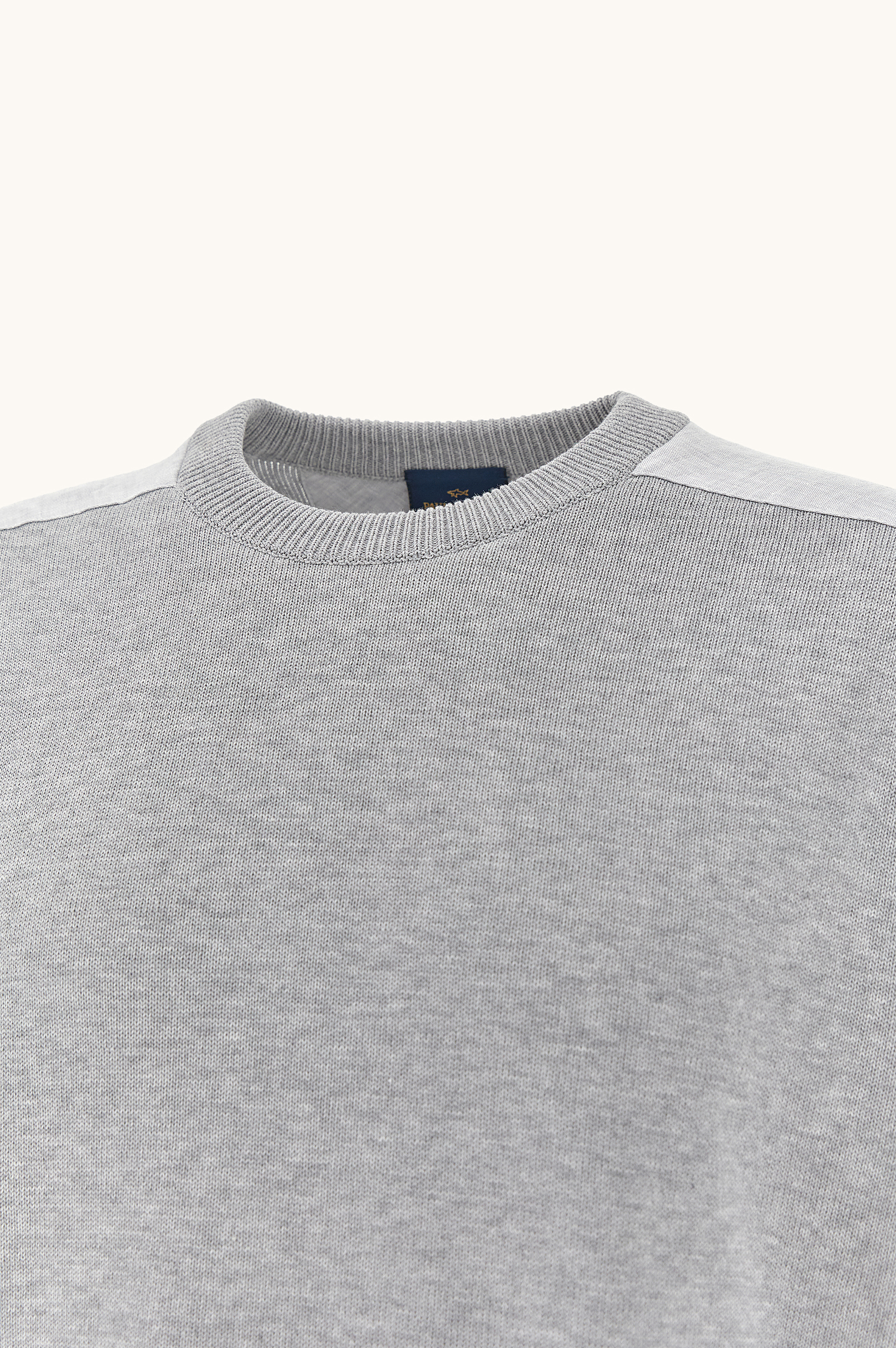 Crew‑neck sweater in Fresco cotton with linen details image number 6