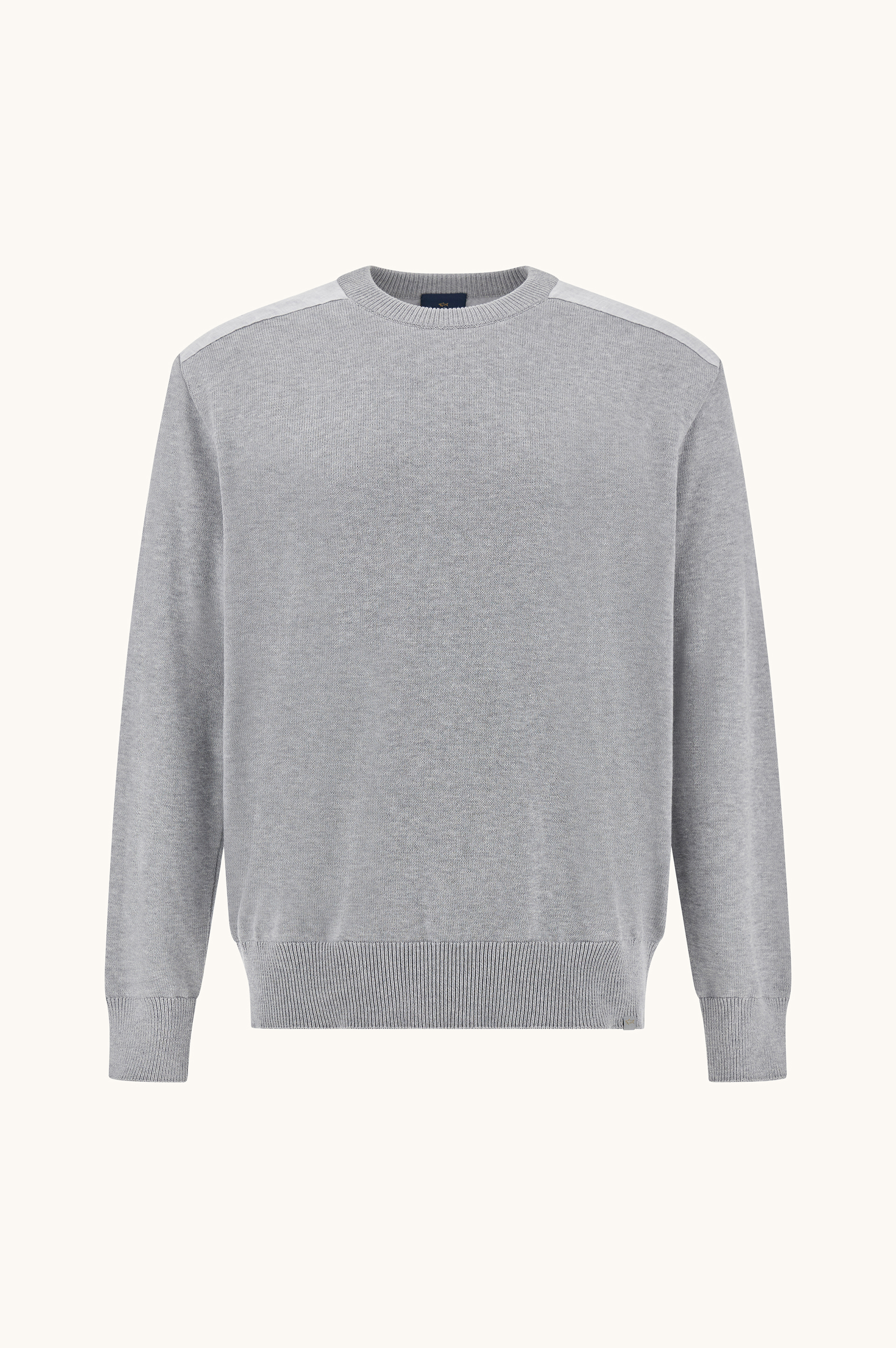 Crew‑neck sweater in Fresco cotton with linen details image number 1