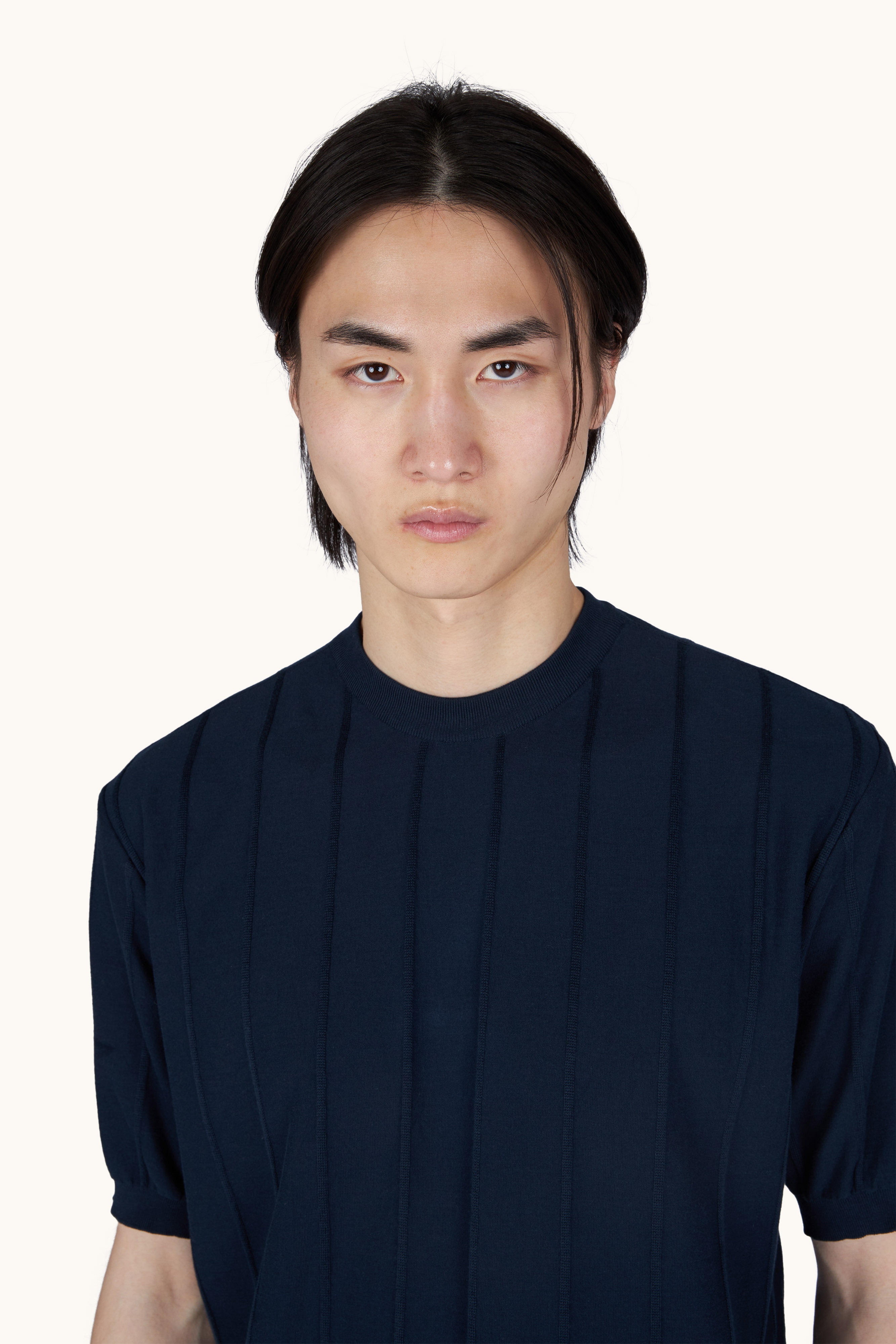 Crew‑neck sweater in Piuma cotton with linen details image number 4