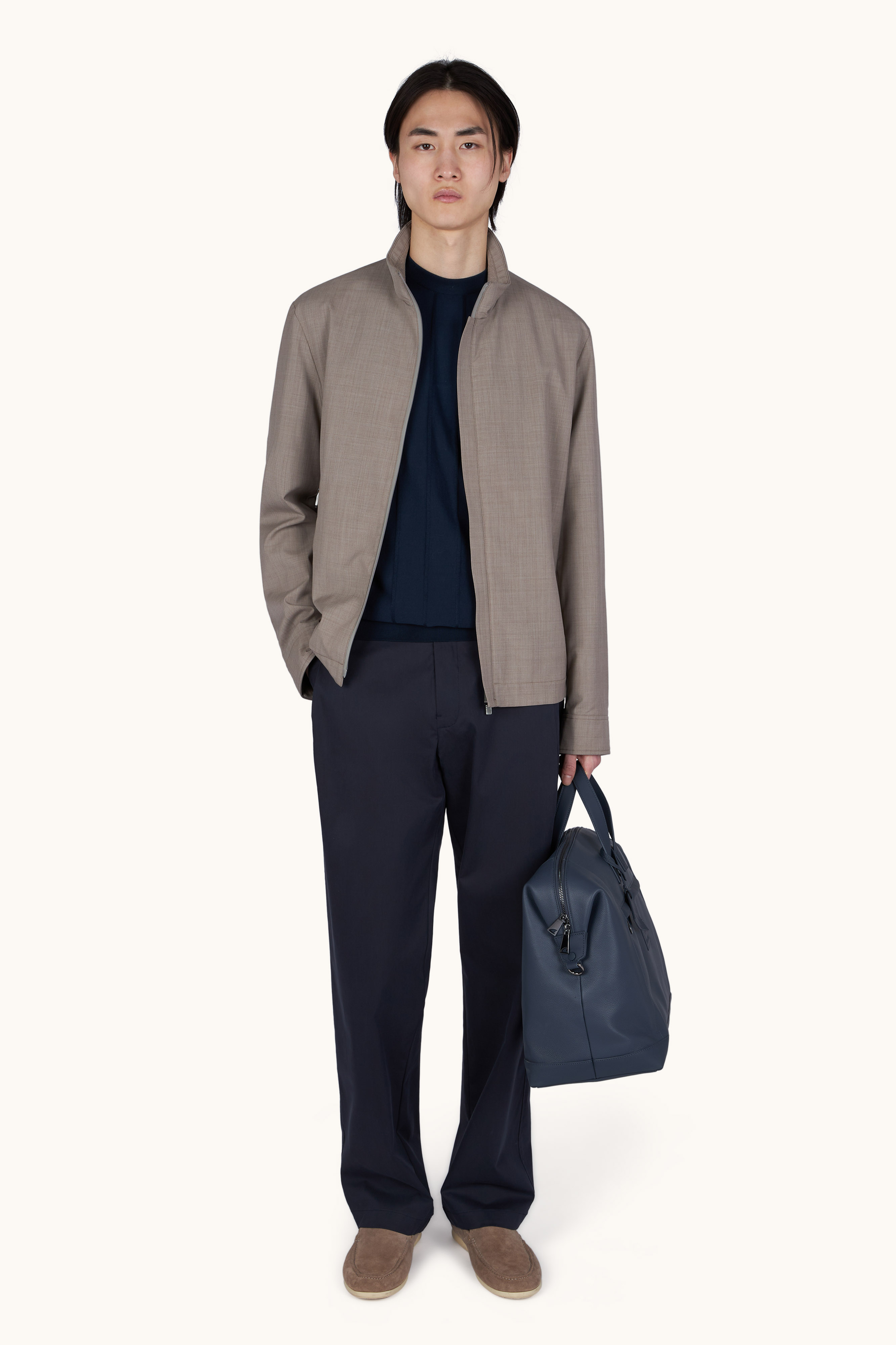 Crew‑neck sweater in Piuma cotton with linen details image number 2