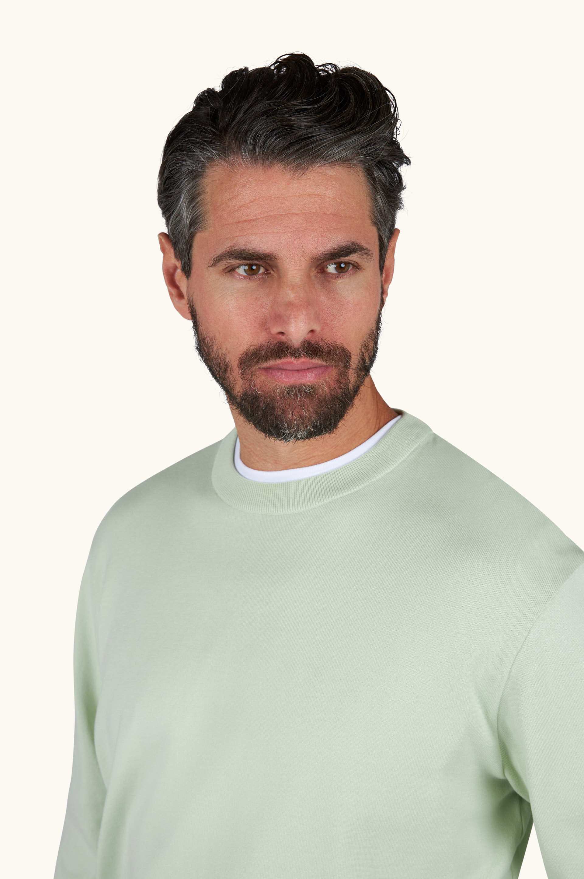 Crew‑neck sweater in Piuma cotton image number 3