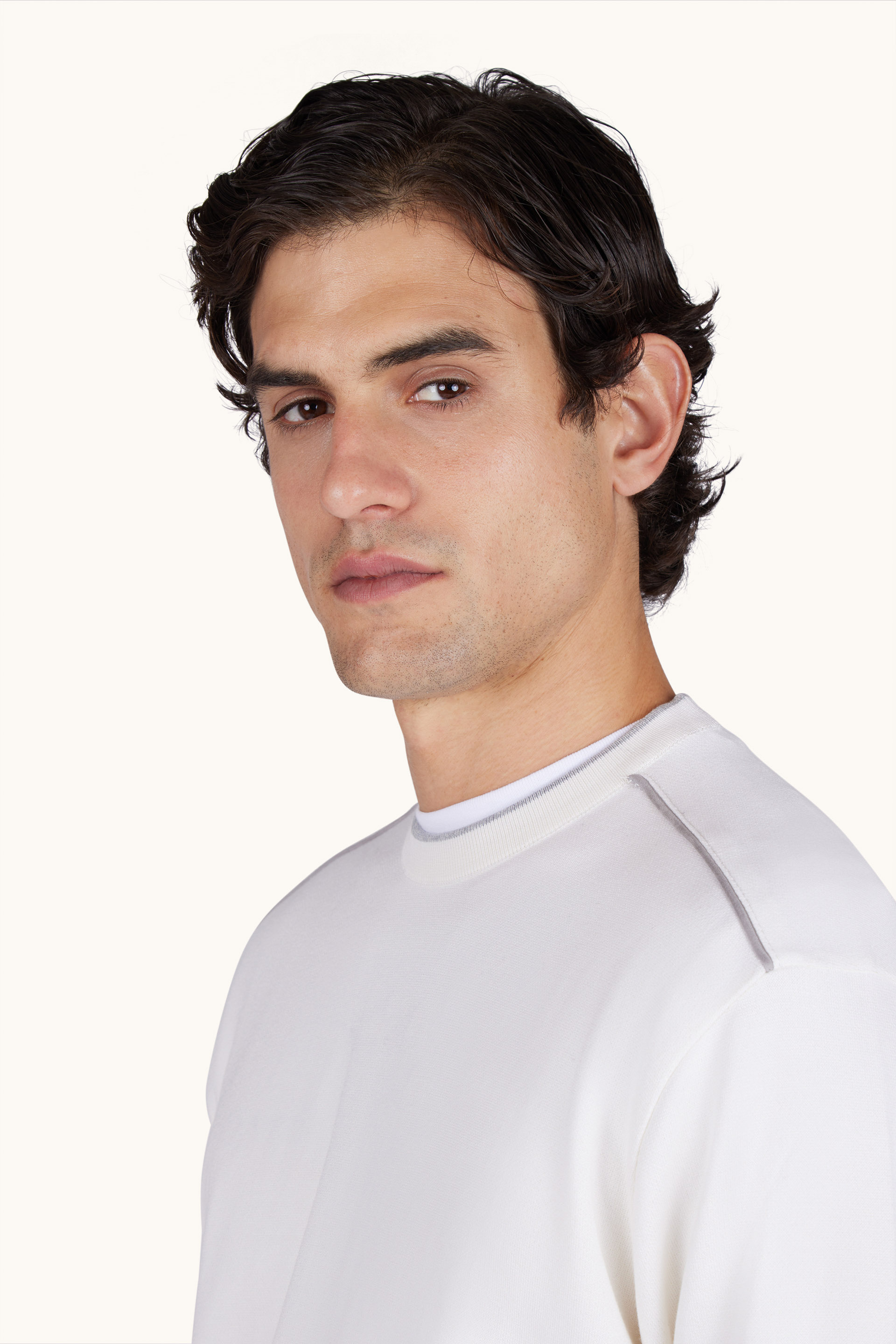 Джемпер с круглым вырезом из шелка и хлопка с замшевыми деталями Aqualeather image number 4