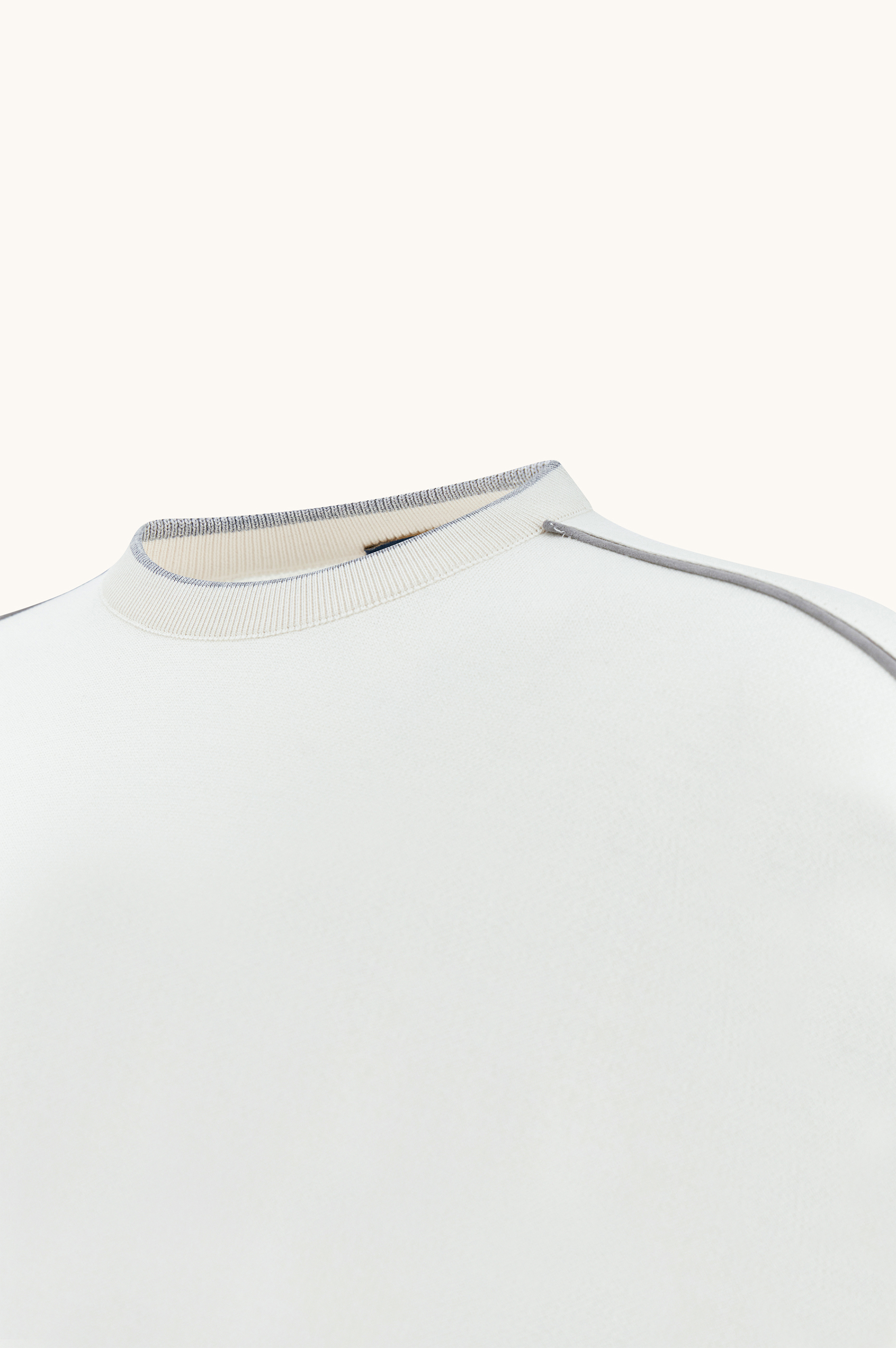 Maglia girocollo in seta e cotone con dettagli in suede Aqualeather image number 6