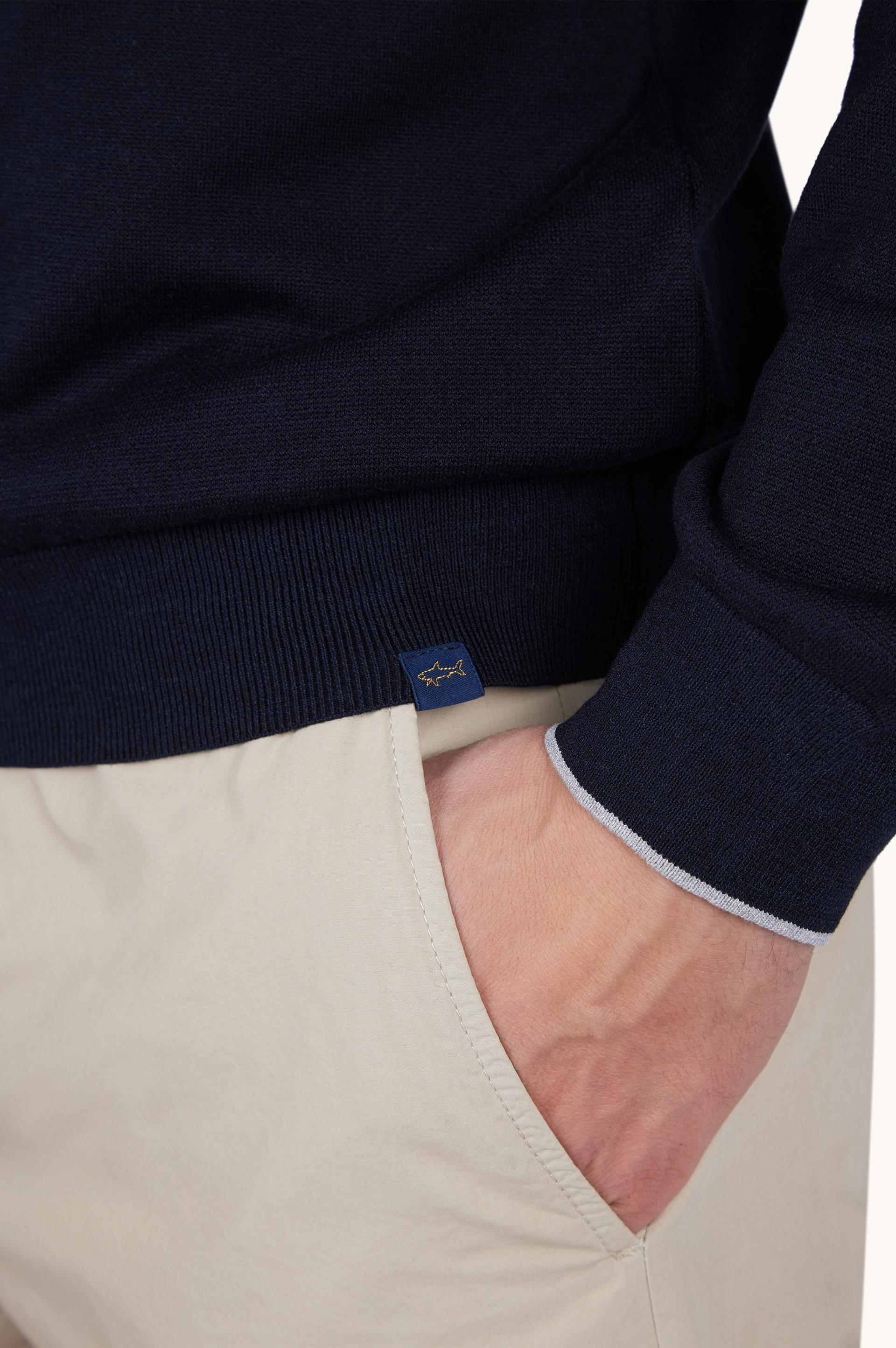 Maglia girocollo in seta e cotone con dettagli in suede Aqualeather image number 5